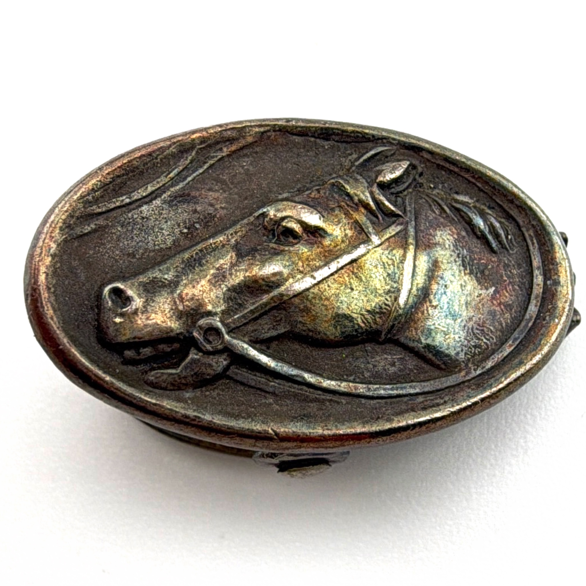 Art Deco 20s–40s 0.875 in Sterling Signed NPC Horse Head Clip 5.41g — Front