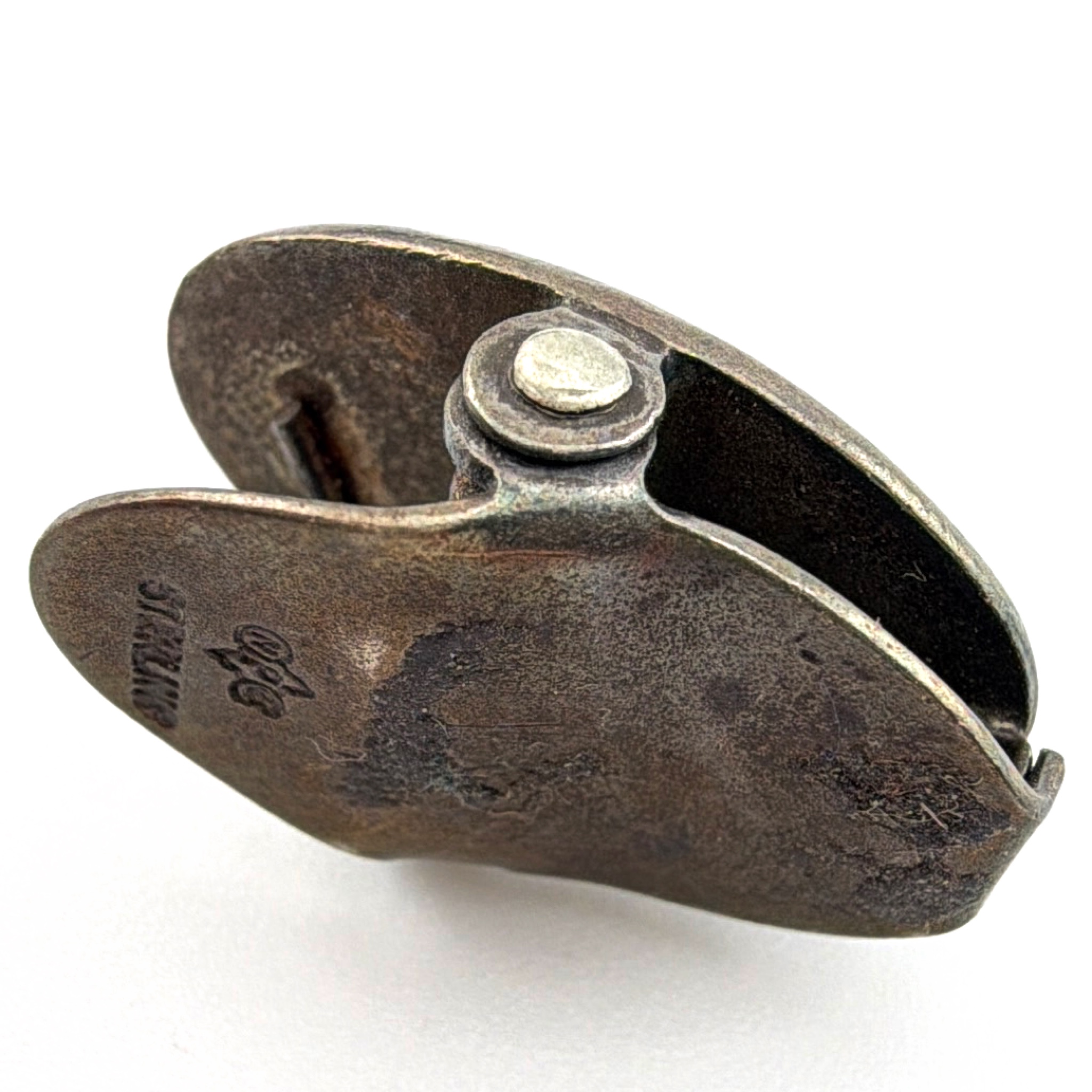 Art Deco 20s–40s 0.875 in Sterling Signed NPC Horse Head Clip 5.41g — Back