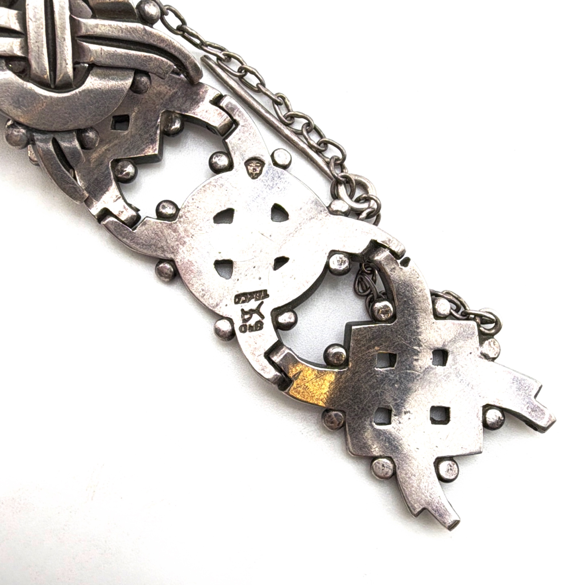 Mid-Century 40s–50s Hector Aguilar Taxco 940 Silver Modernist Knot Bracelet 97.36g 7in — Detail