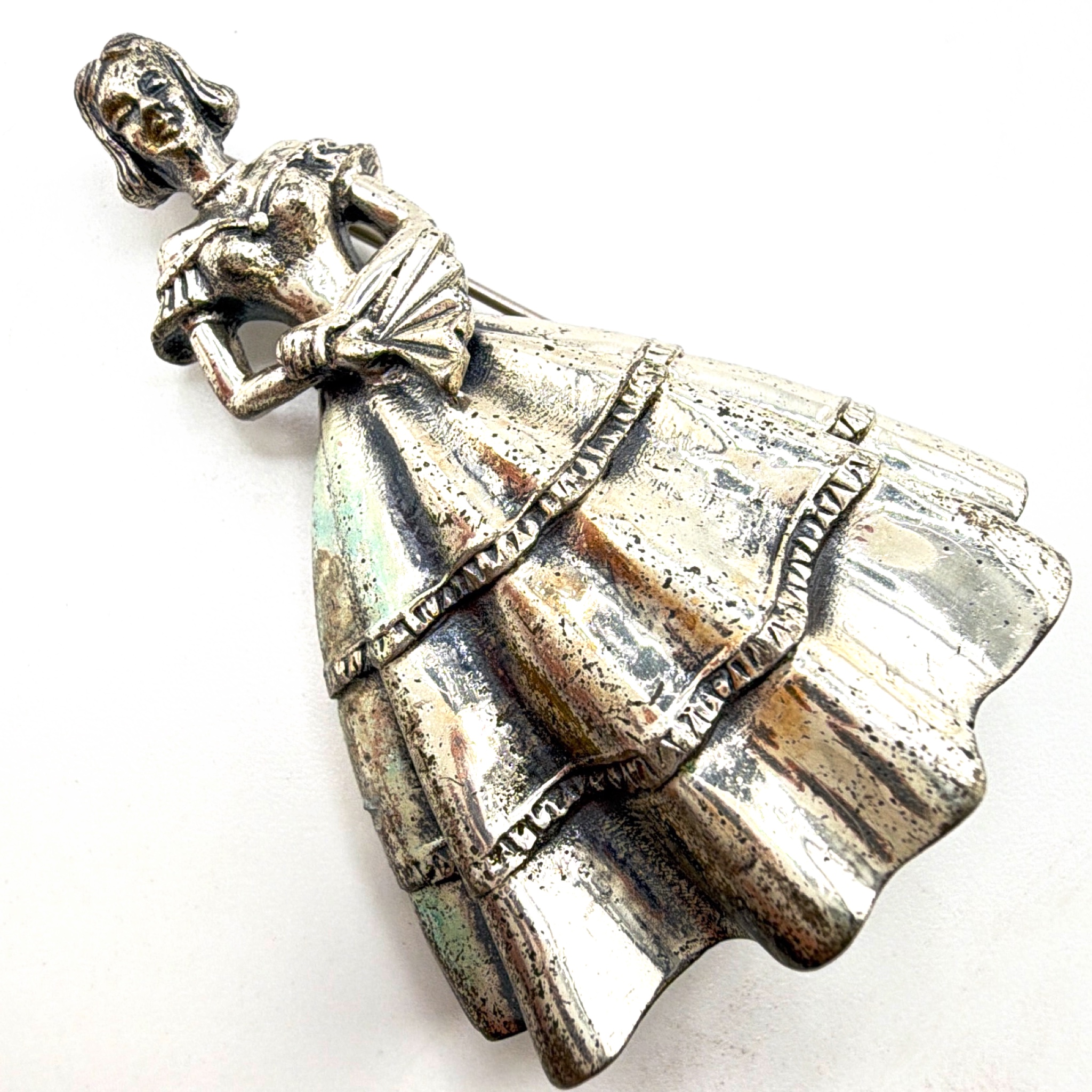 Retro 40s–50s Sterling Danecraft Figural Lady Dress Brooch 22.73g