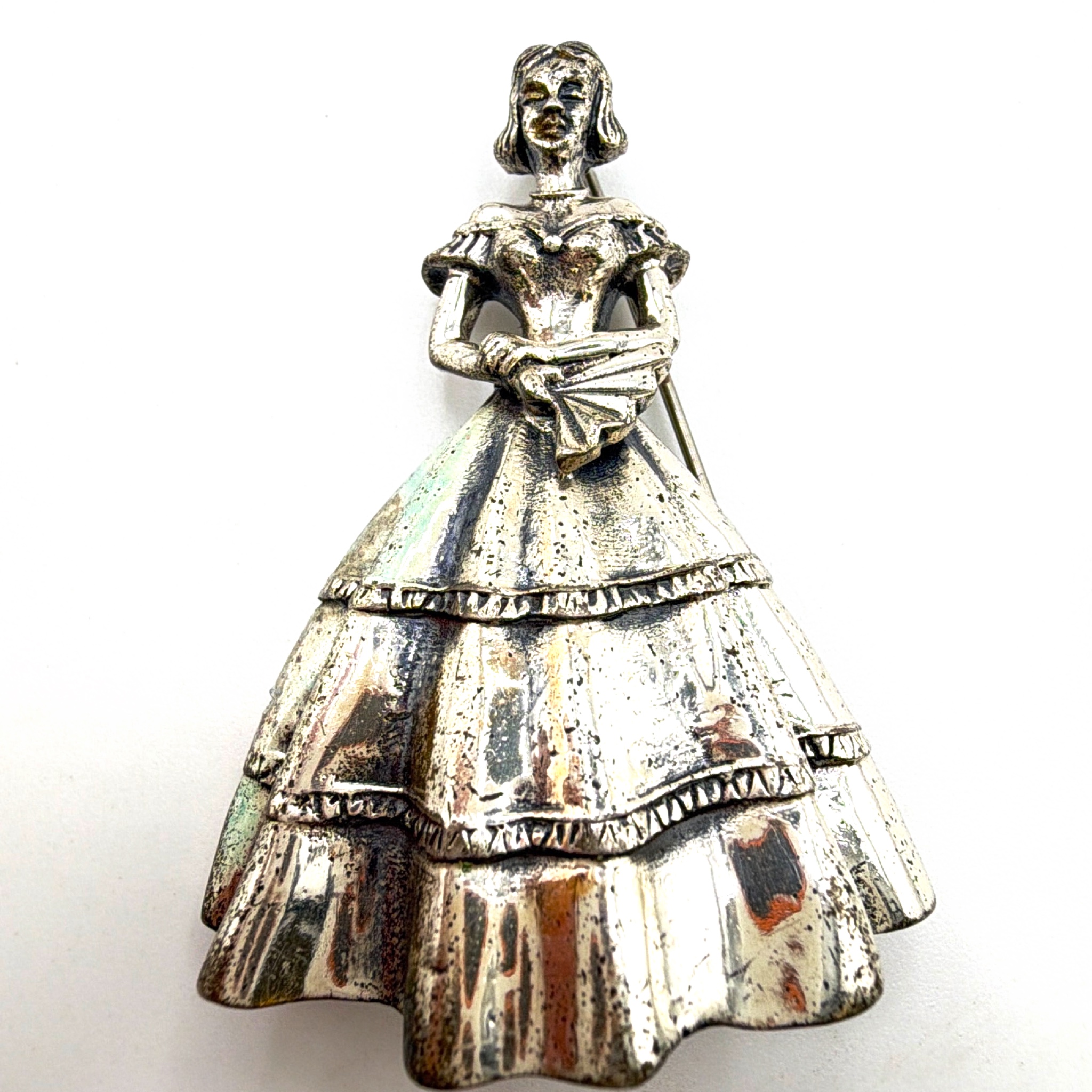 Retro 40s–50s Sterling Danecraft Figural Lady Dress Brooch 22.73g — Side