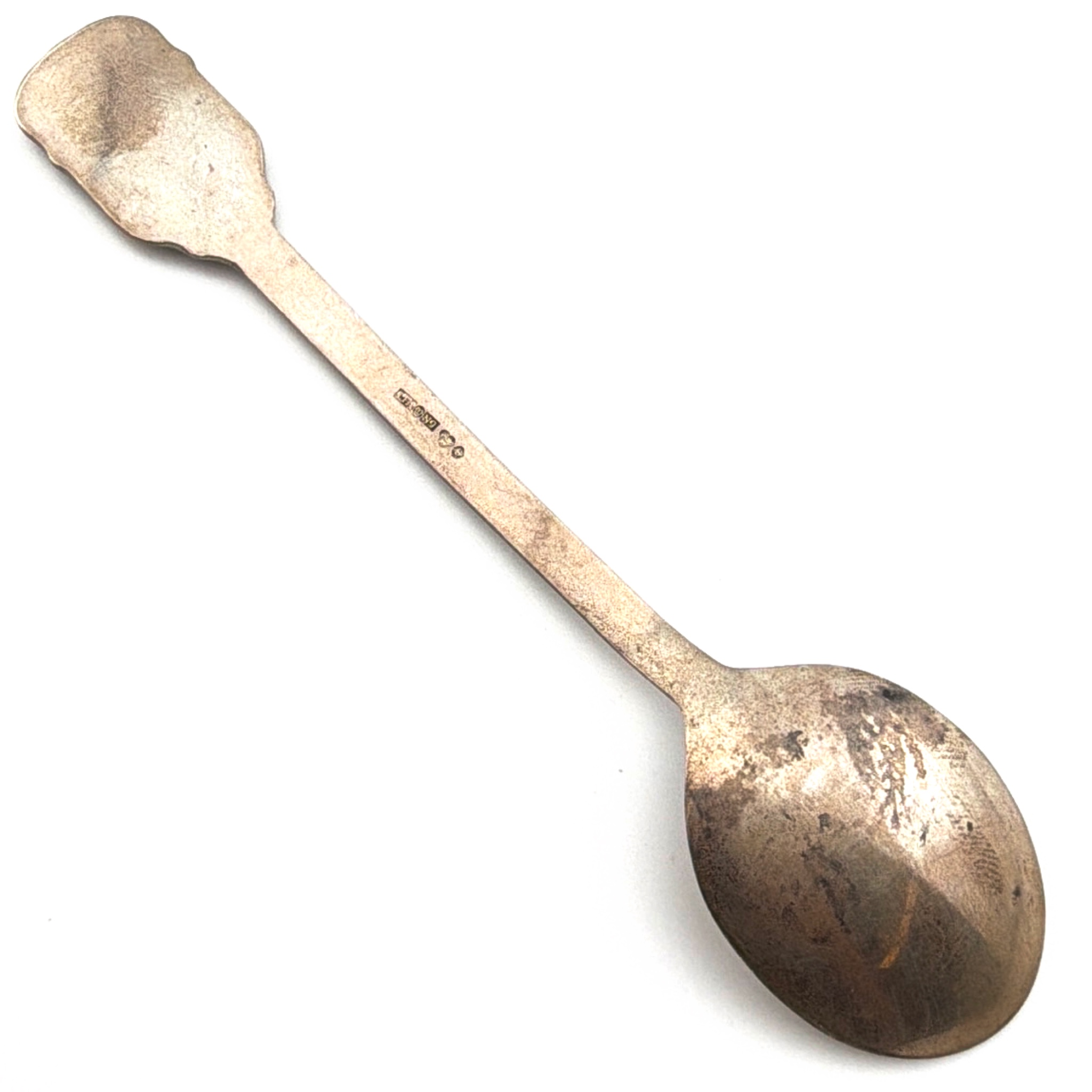 Mid-Century 60s Sterling Silver Swedish Stockholm Souvenir Spoon, Enamel Crest 15.62g — Back