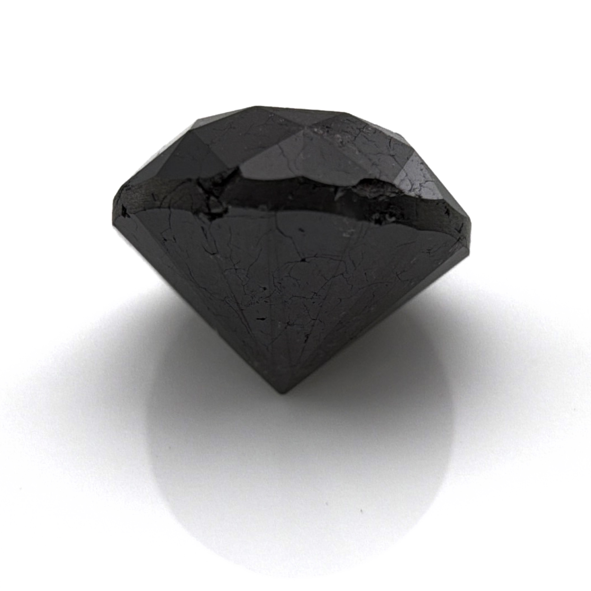 3Ct Natural Black Diamond Loose Faceted Round Gemstone 8.3mm — Side