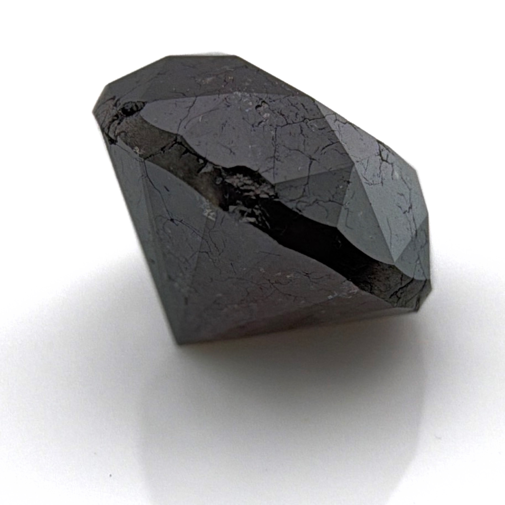 3Ct Natural Black Diamond Loose Faceted Round Gemstone 8.3mm — Side