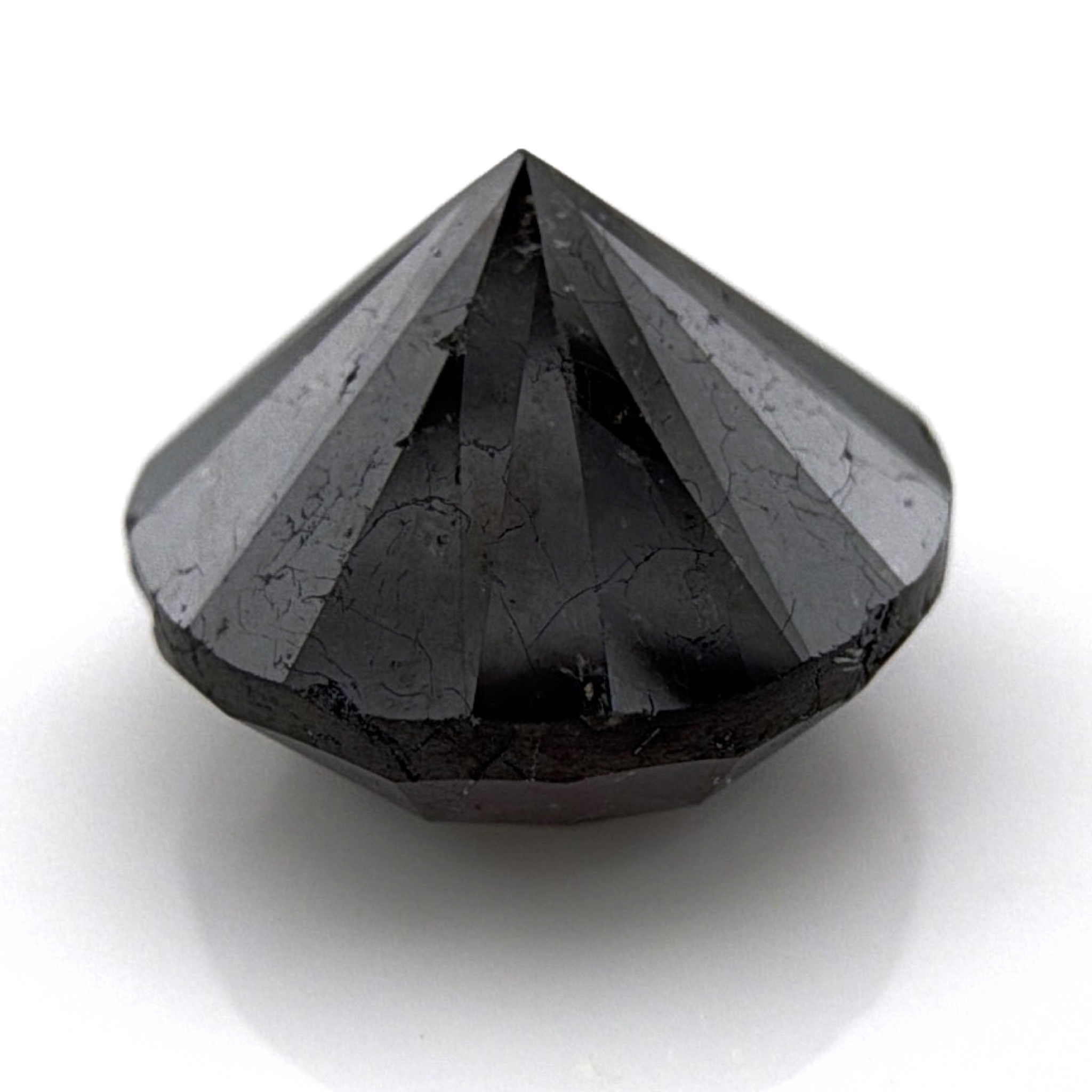 3Ct Natural Black Diamond Loose Faceted Round Gemstone 8.3mm — Front