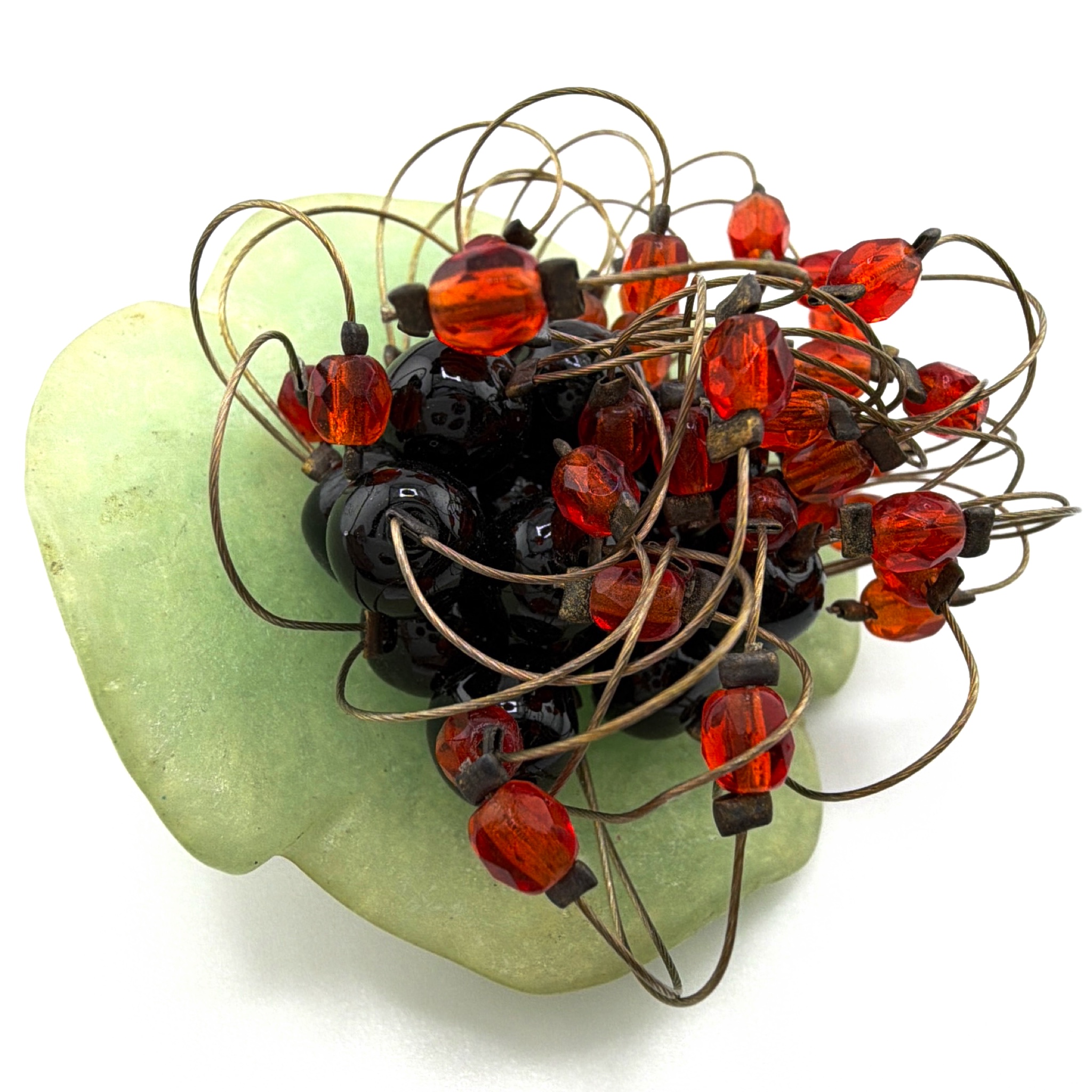 Vintage Lalo Signed Wired Bead Cluster Brooch 20.36g — Back