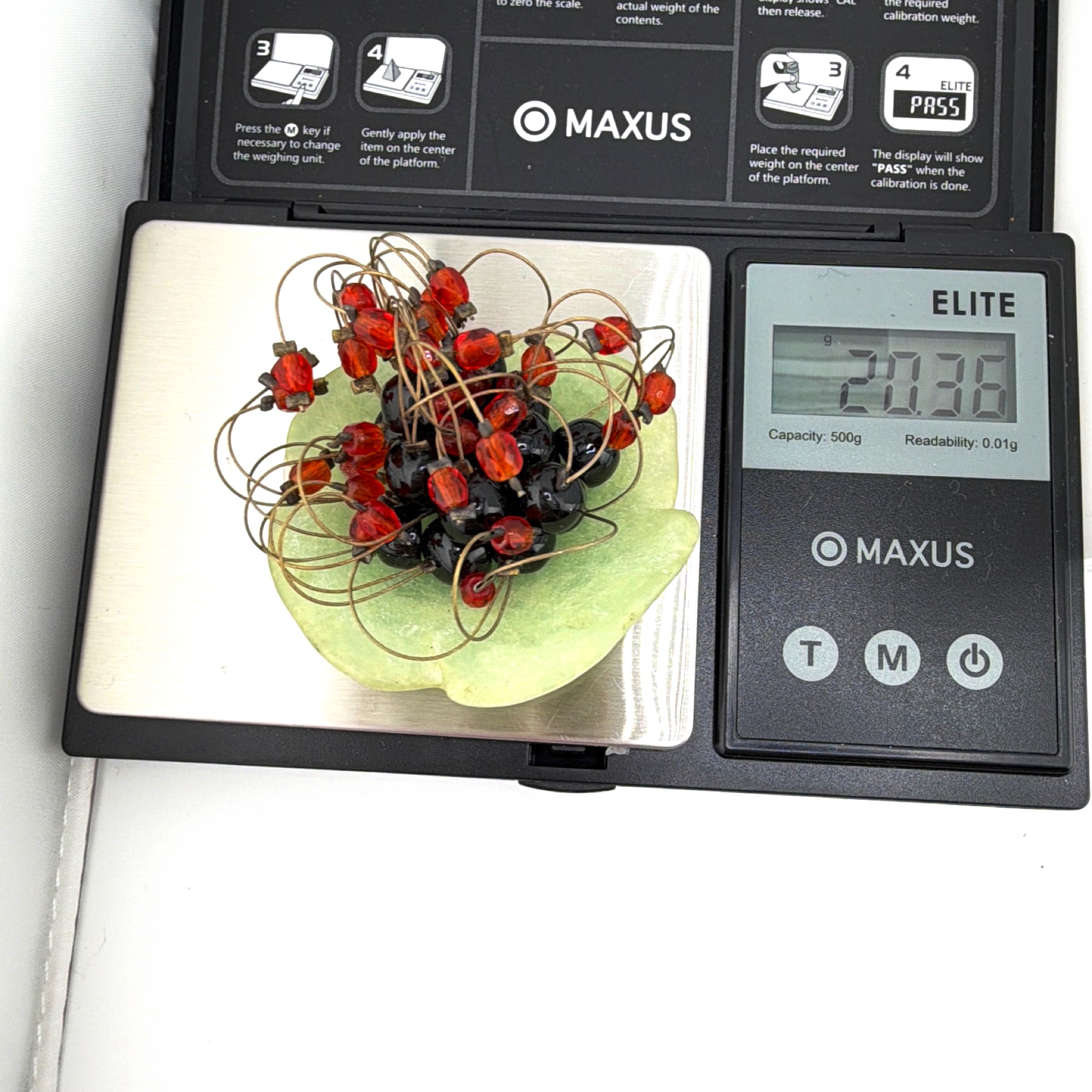 Vintage Lalo Signed Wired Bead Cluster Brooch 20.36g — For scale