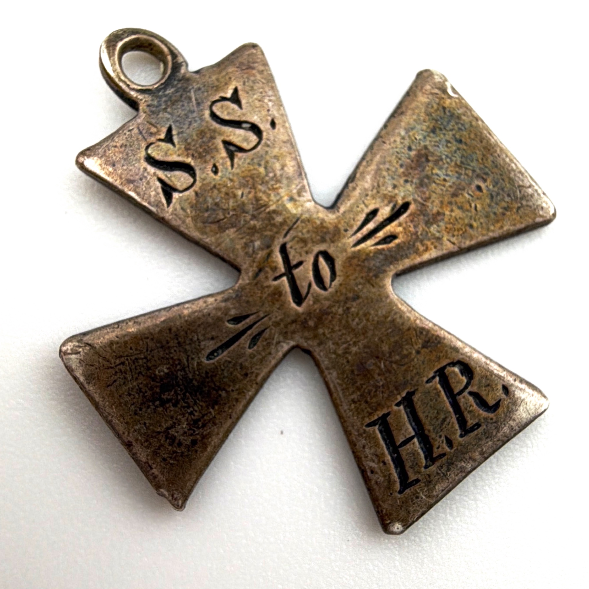 Victorian 1880s–1900s Sterling Silver Hand-Engraved IHN 1886 Presentation Cross Pendant 1.56g — Side