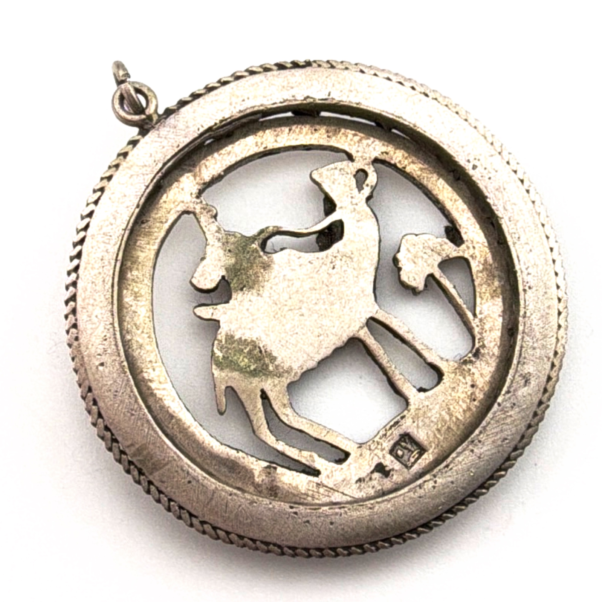 Art Deco 20s–40s 1.25 in 800 Silver Egyptian Revival Camel Rider Pendant 12.93g — Back