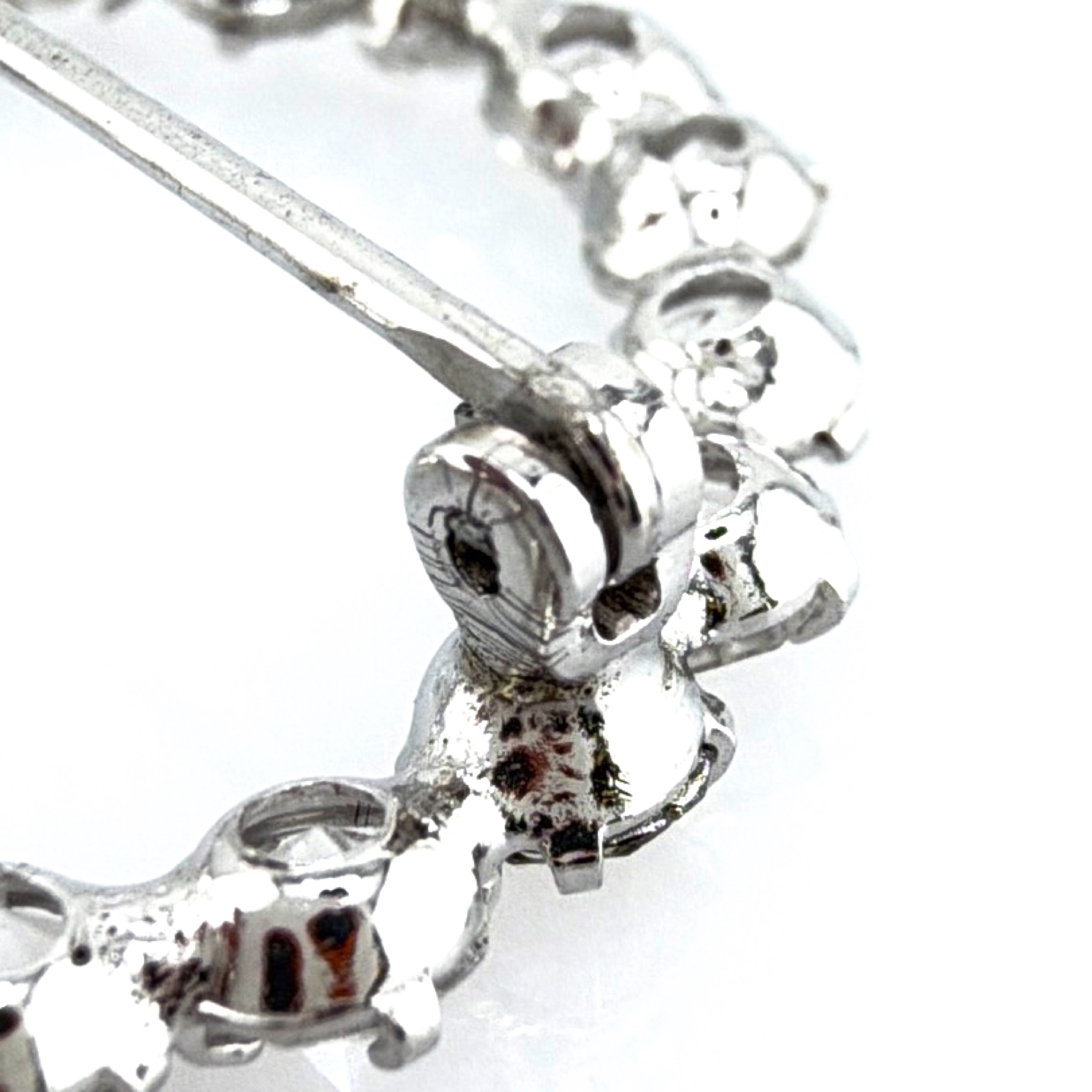Retro 40s–50s Sterling Austrian Crystal Wreath Bow Brooch 2.81g — Detail