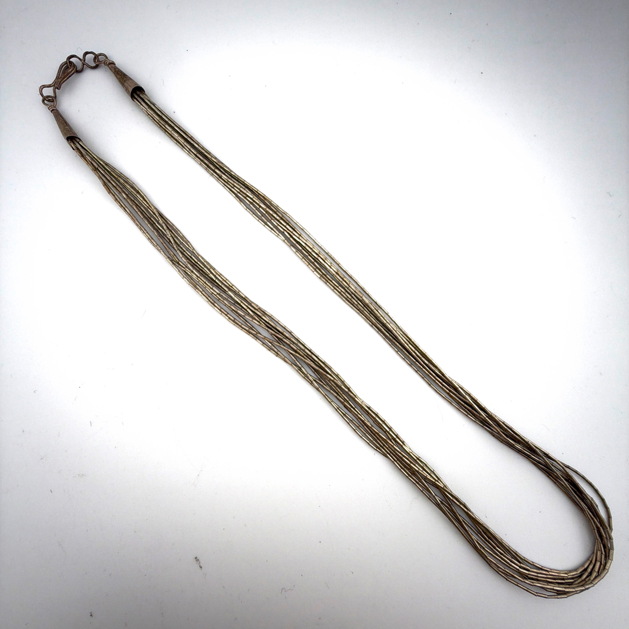 70s–80s 15 in Rising Sun Hallmark Sterling Silver 10-Strand Liquid Silver Necklace 8.10g — Back
