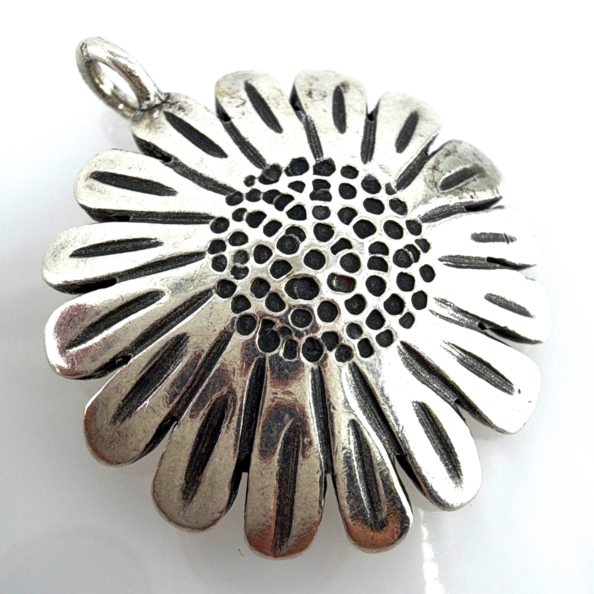 Sterling Silver Daisy Coin-Motif Pendant, Walking Liberty Design 8.39g