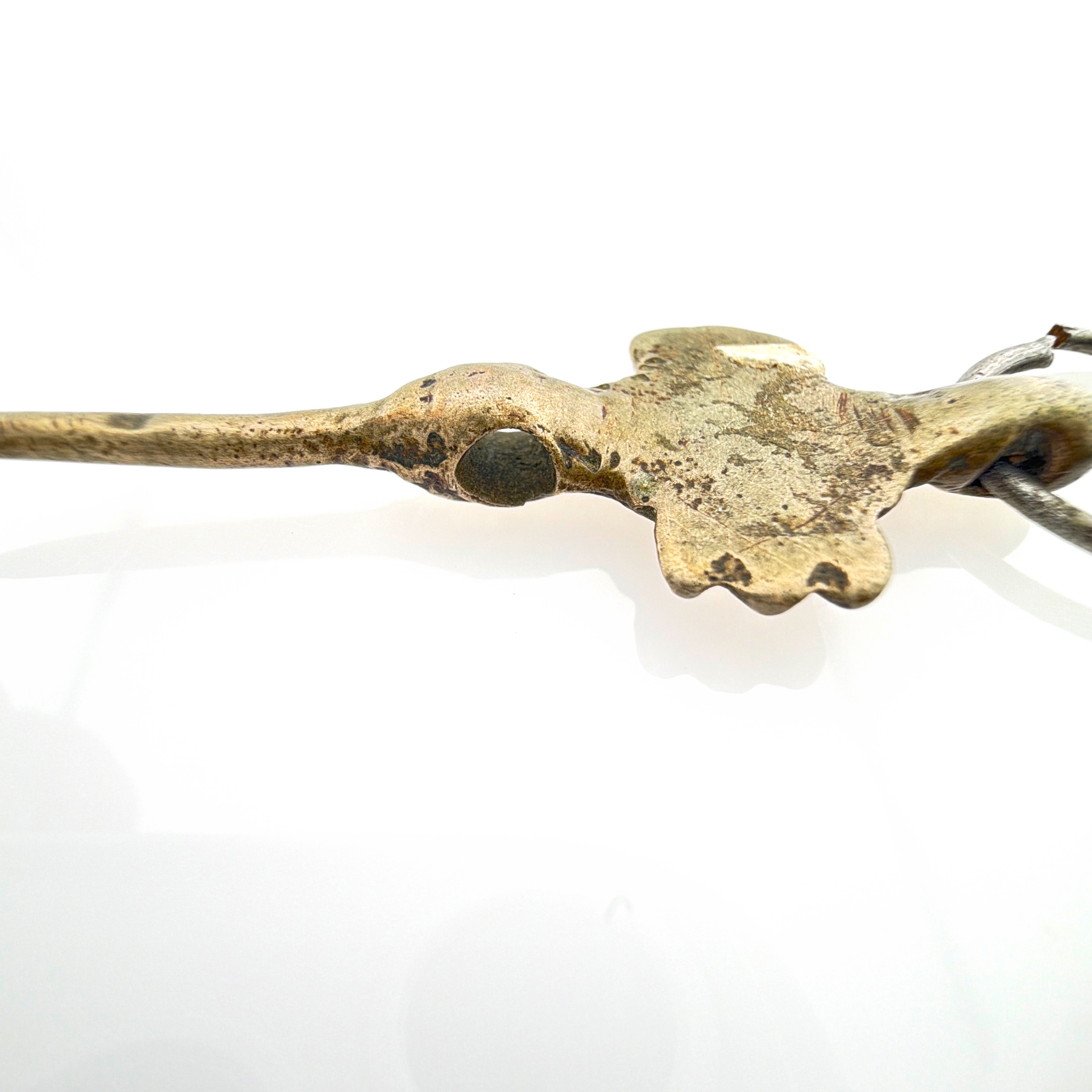 Unmarked Cast Charm Pendant, Old Patina, Open Ring 5.42g — Side