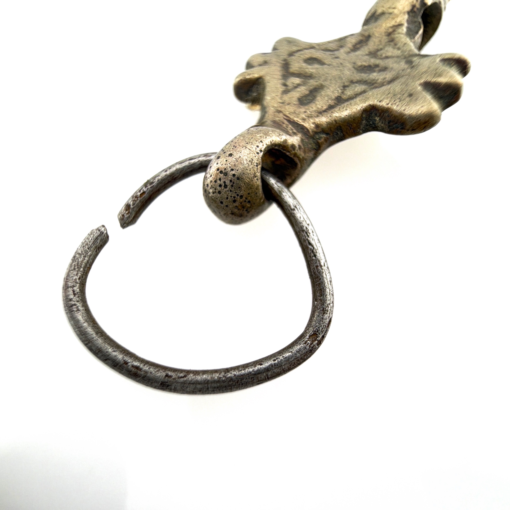 Unmarked Cast Charm Pendant, Old Patina, Open Ring 5.42g — Front