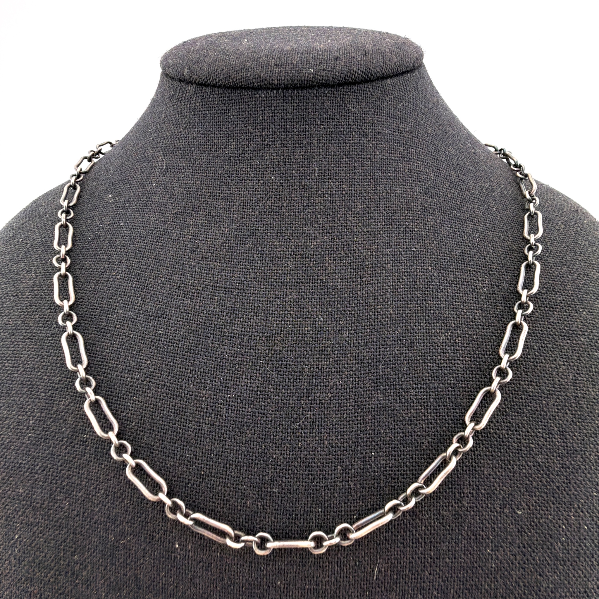 Vintage Sterling Signed PB Long Link Chain Necklace 14.89g 24 in