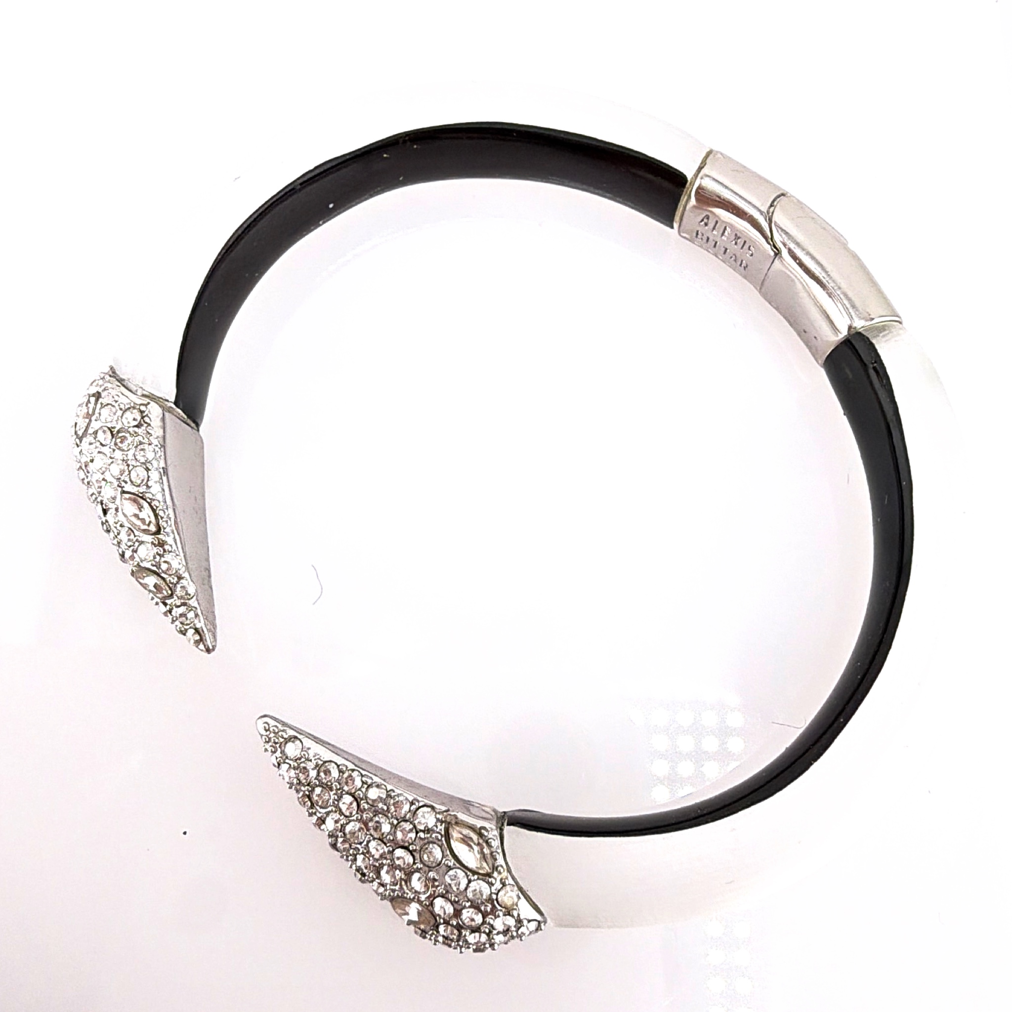 Alexis Bittar Silver Tone Lucite Pave Rhinestone Cuff Bracelet 18.48g — Back