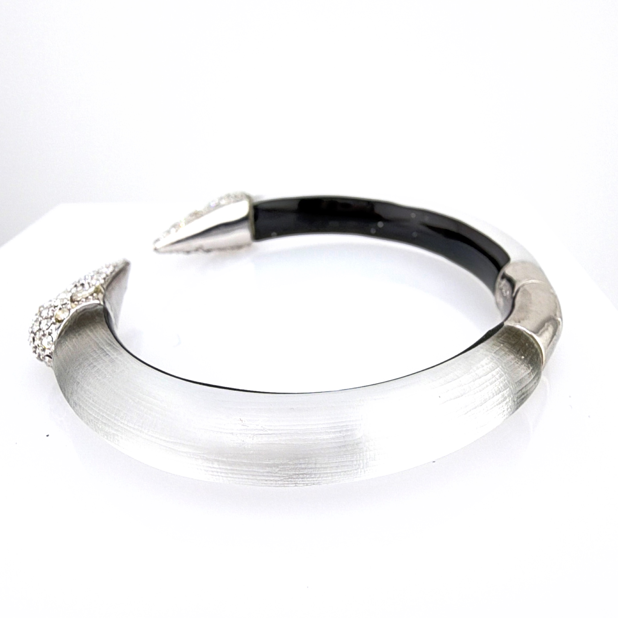 Alexis Bittar Silver Tone Lucite Pave Rhinestone Cuff Bracelet 18.48g — Side