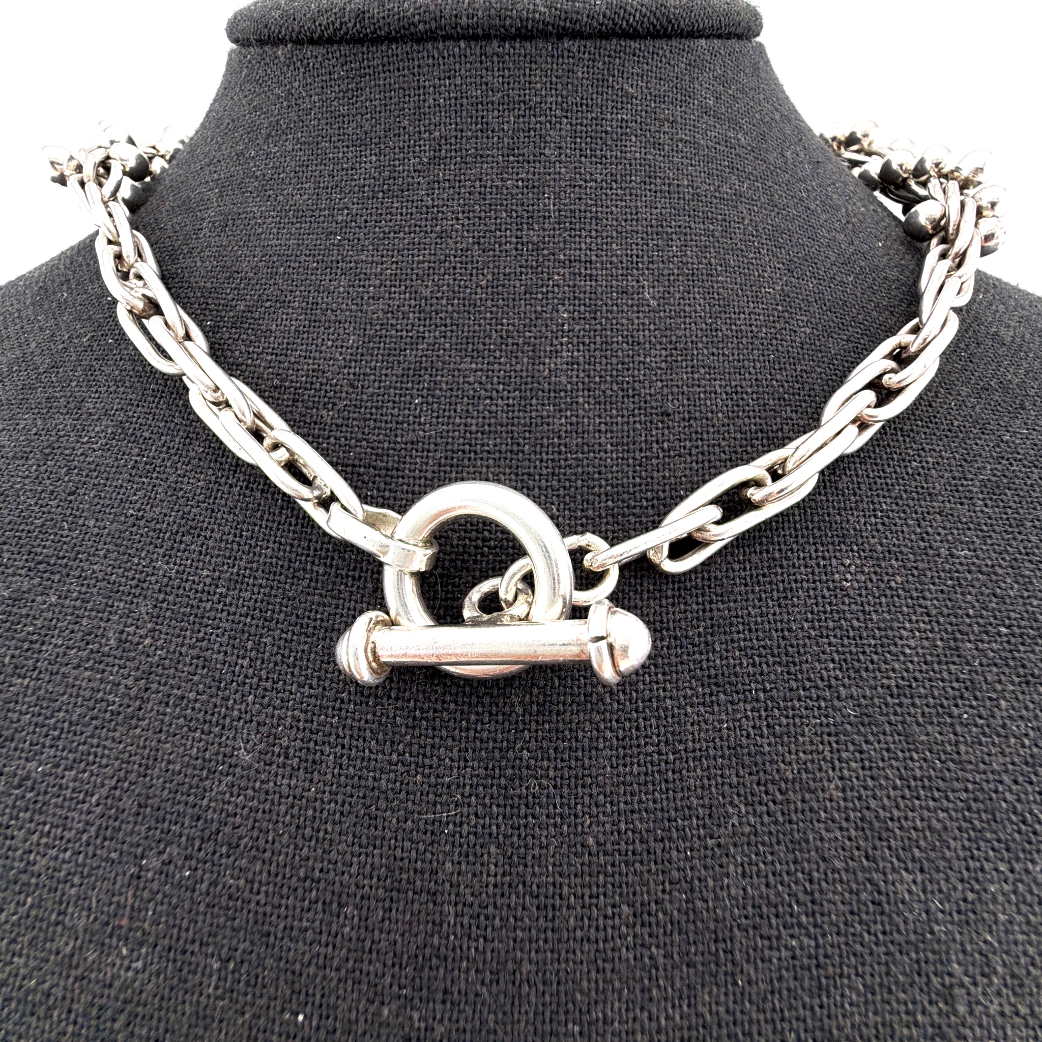Modernist Sterling Silver 17in Chunky Graduated Bead Cluster Collar Necklace 124.00g — Front