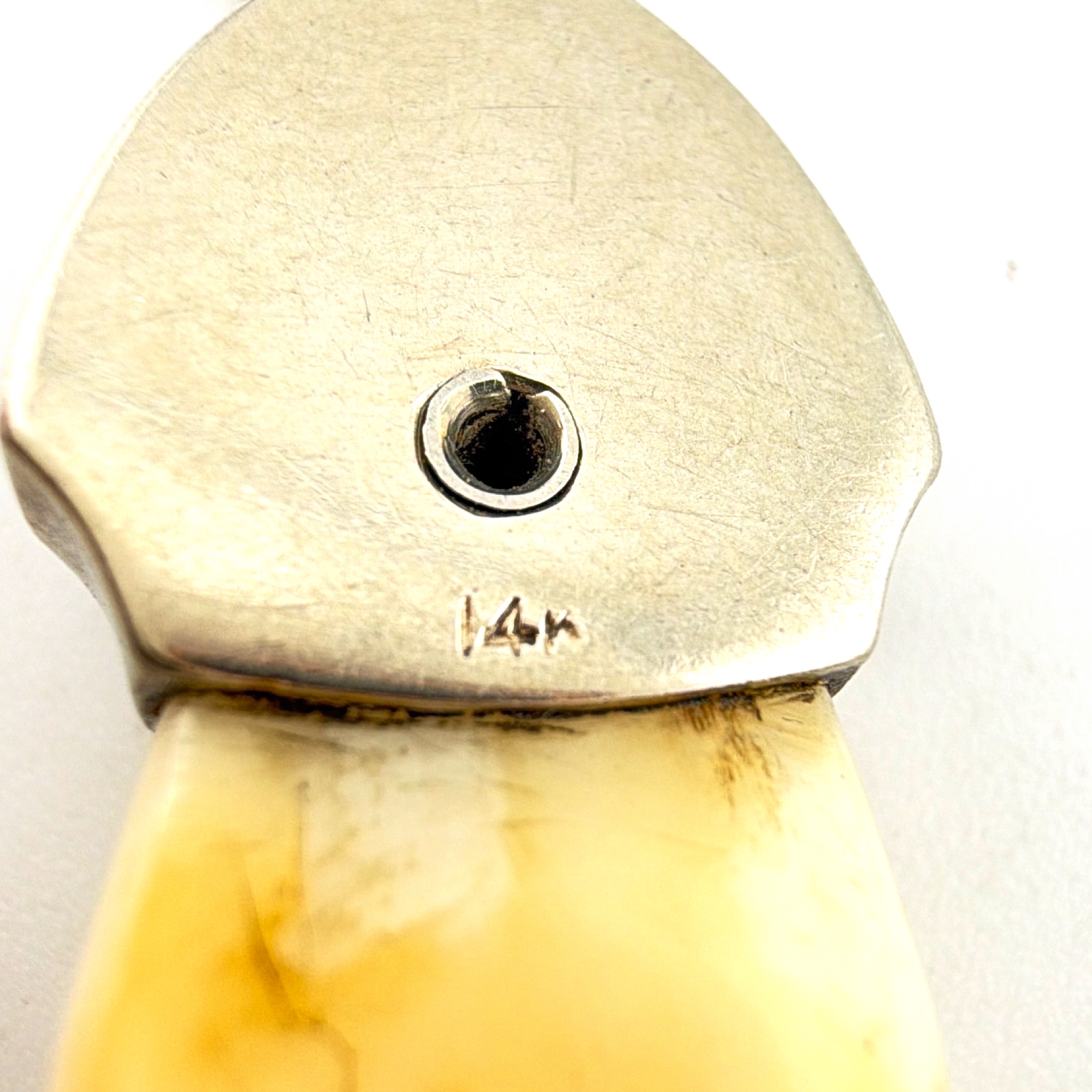 Edwardian 1900s–20s 14K Gold 4.42g Diamond Enamel BPOE Elks Lodge Elk Tooth Pendant — Detail
