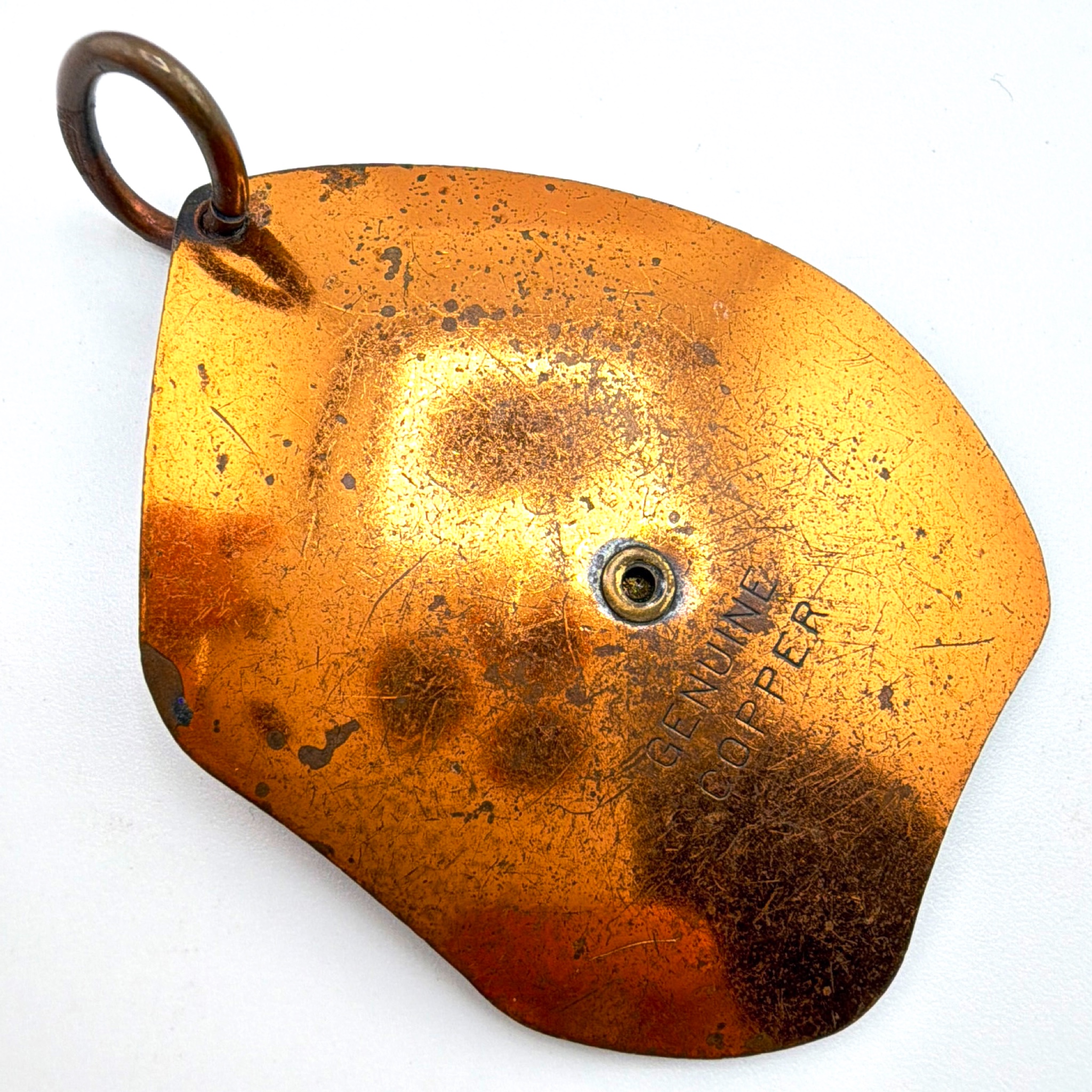 Modernist Genuine Copper Layered Flower Pendant, Brass Accent 19.36g — Back