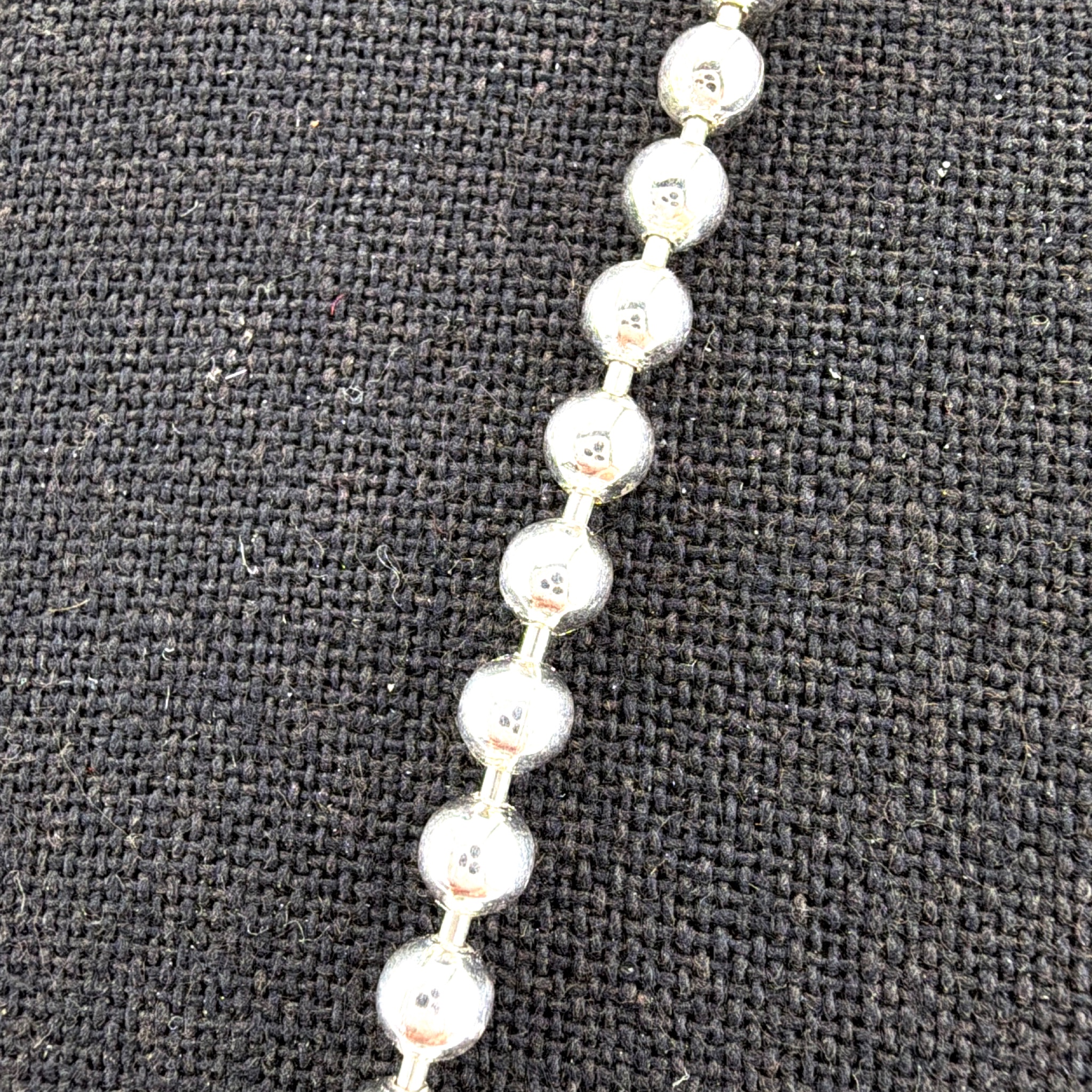 Italian Sterling Silver 4mm Bead Chain Necklace 22 in 28.00g — Detail
