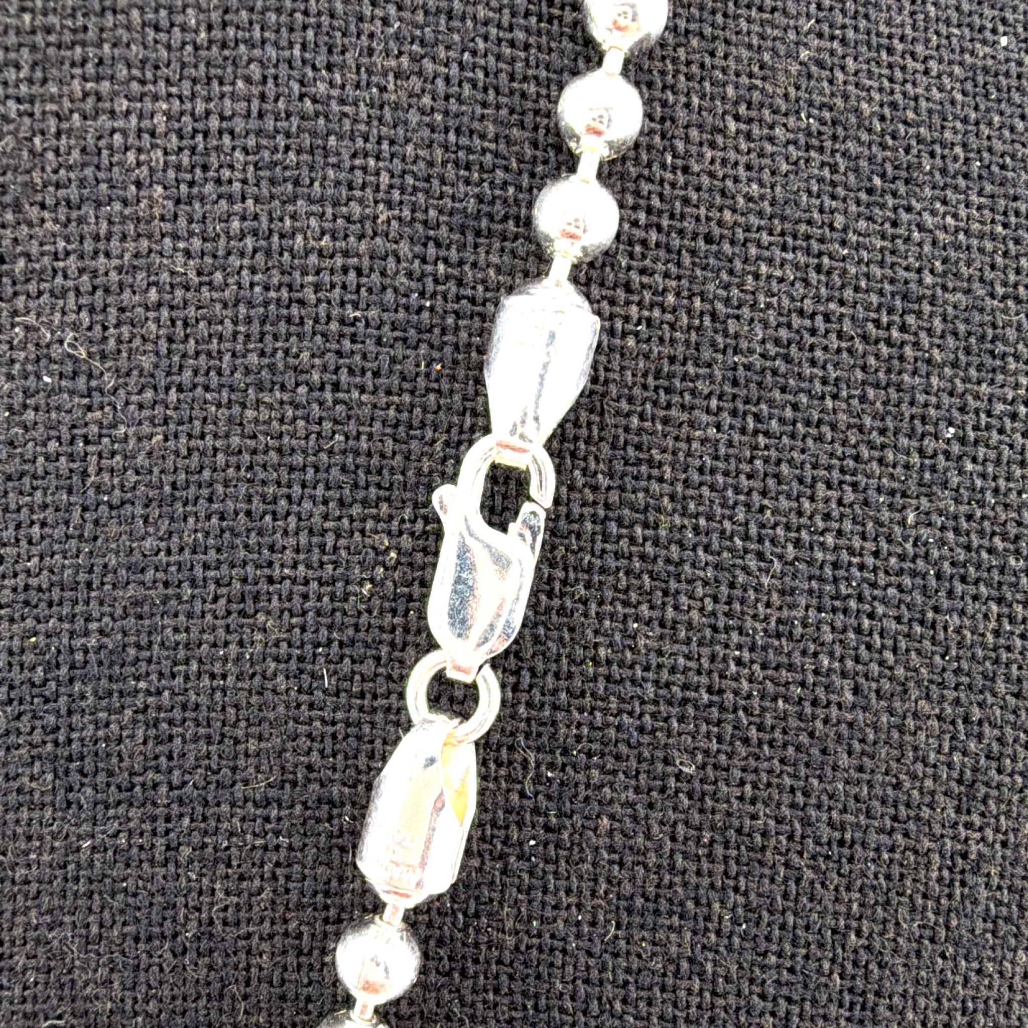 Italian Sterling Silver 4mm Bead Chain Necklace 22 in 28.00g — Detail