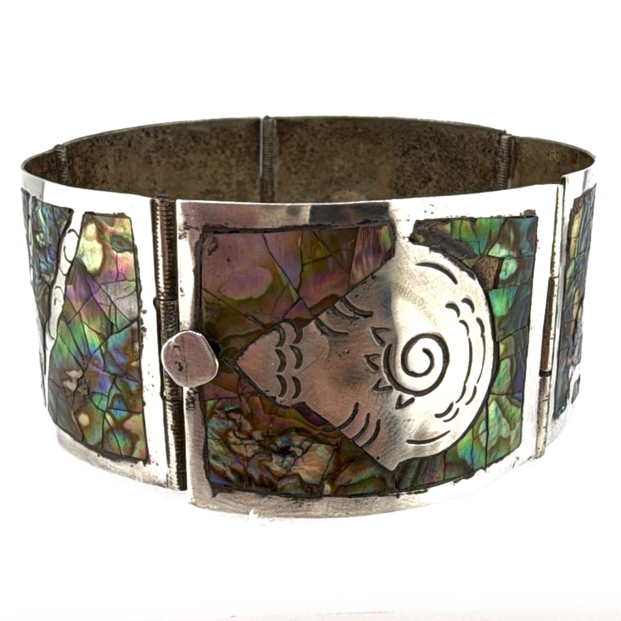 Sterling Silver Mexican Abalone Bracelet & Ring Lot 19.00g + 2.93g — Back