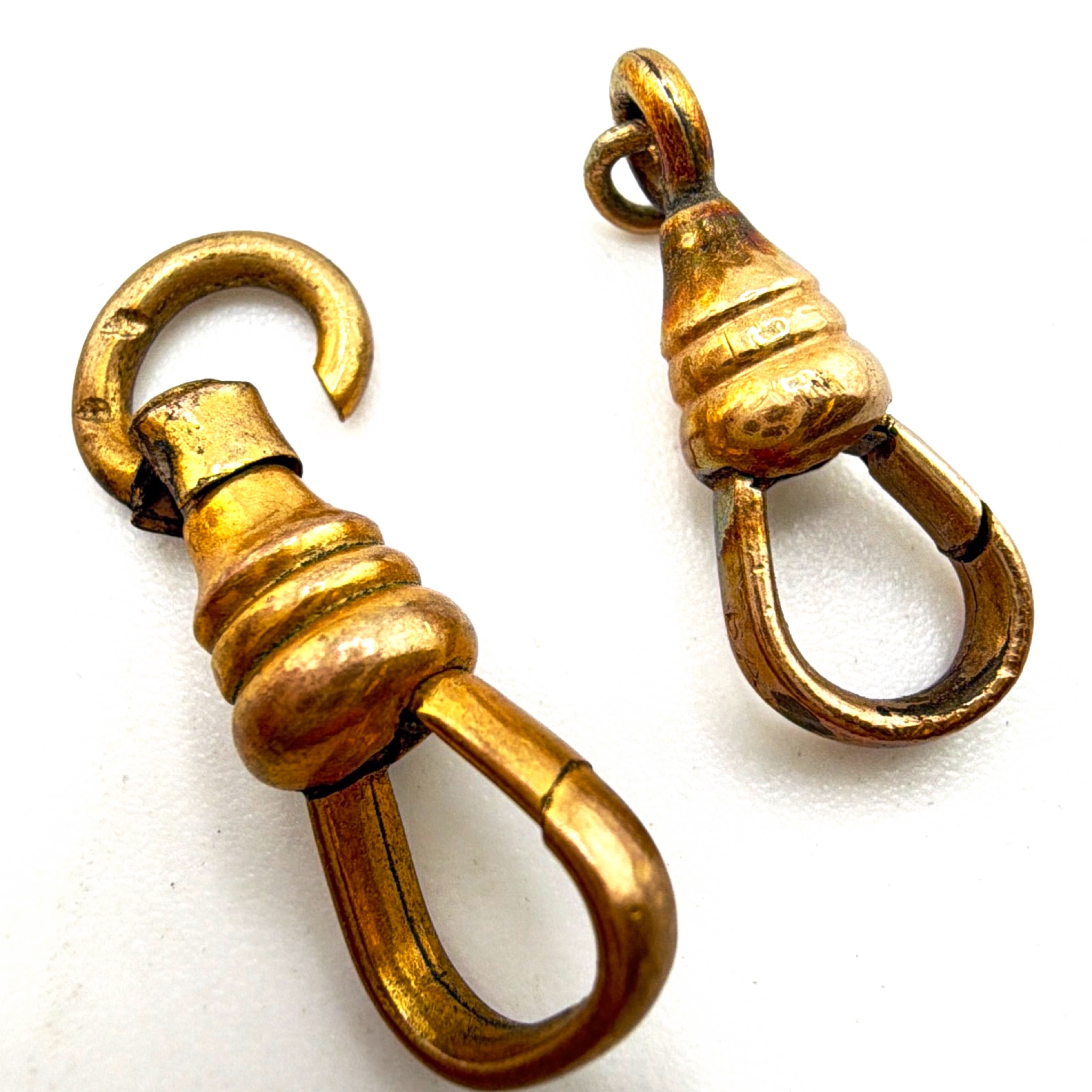 Antique Gold Filled Swivel Clasp Lot, Watch Chain Fob Fittings 2.00g 0.75 in