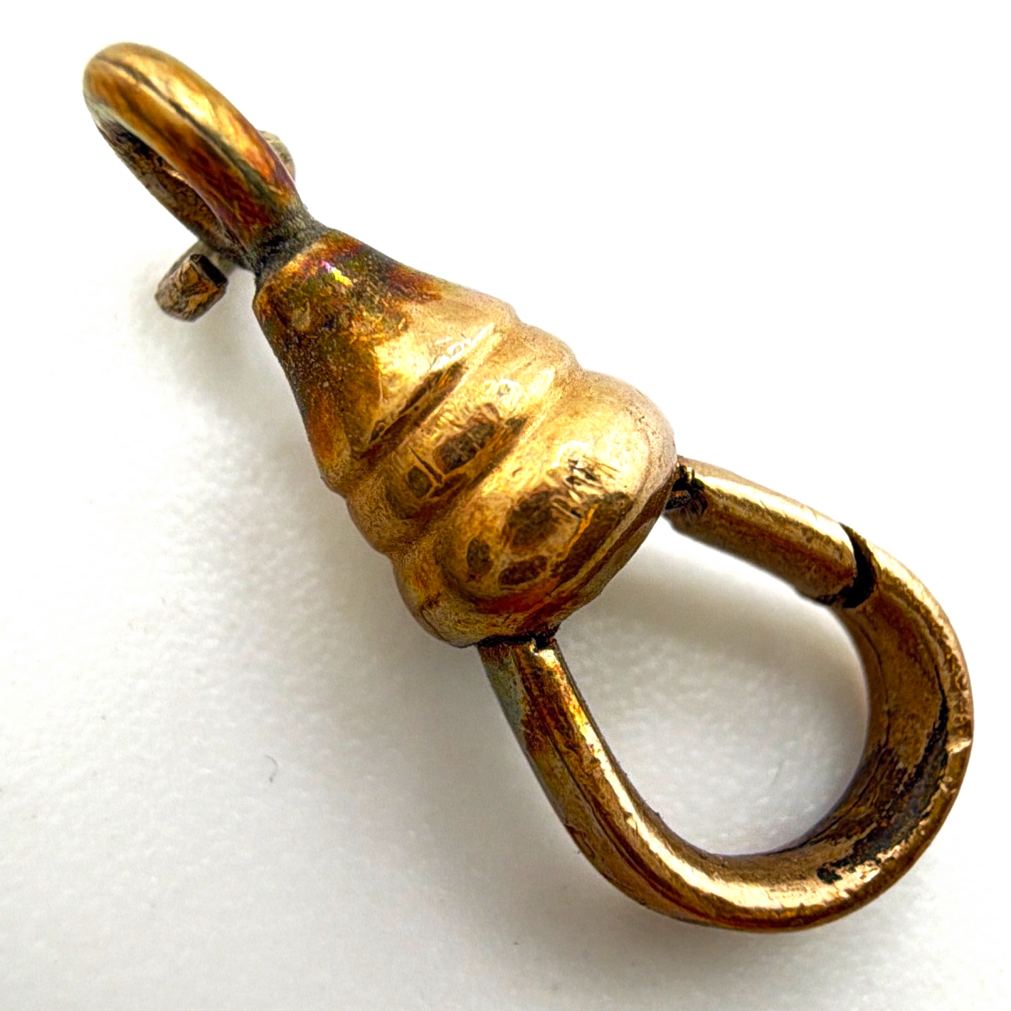 Antique Gold Filled Swivel Clasp Lot, Watch Chain Fob Fittings 2.00g 0.75 in — Side