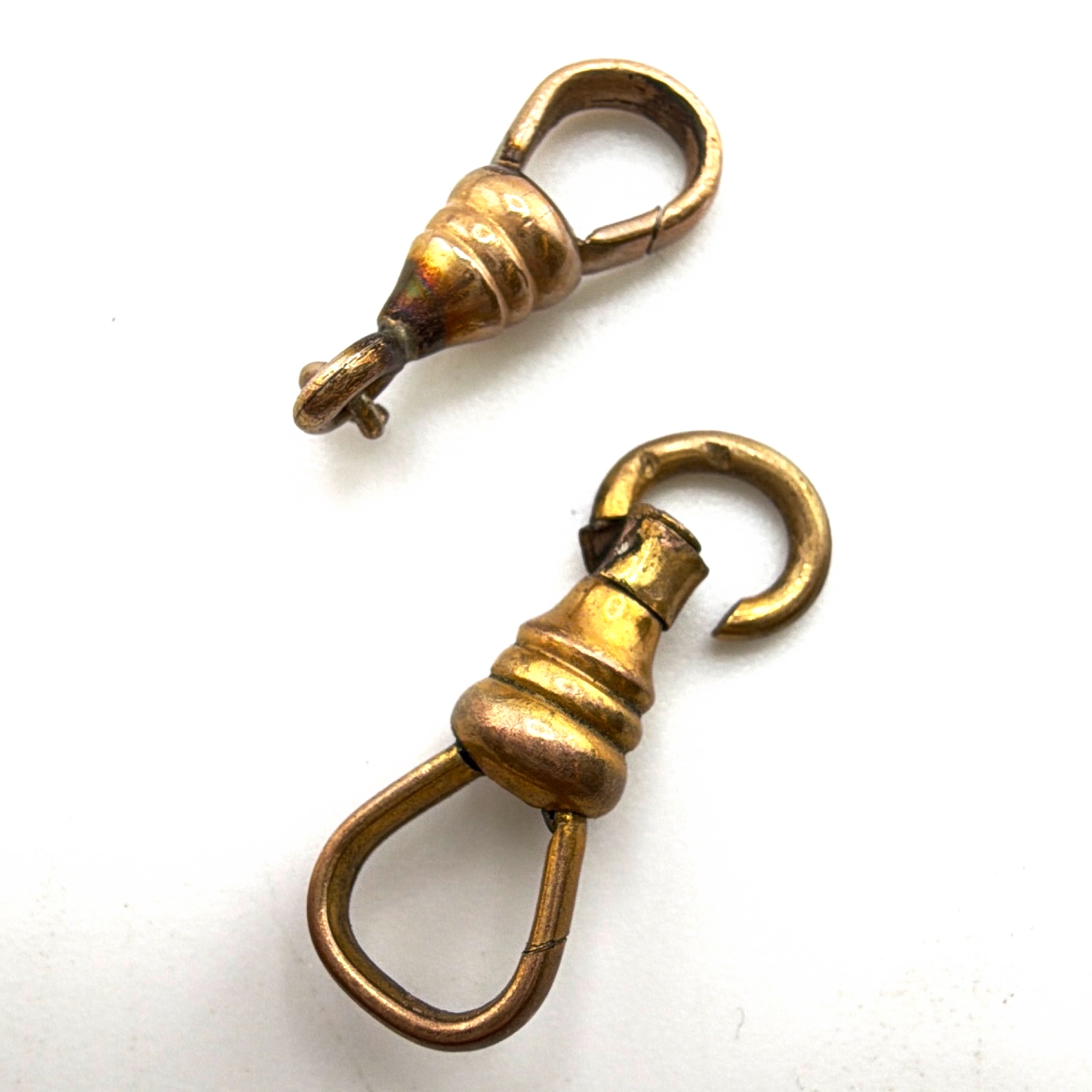 Antique Gold Filled Swivel Clasp Lot, Watch Chain Fob Fittings 2.00g 0.75 in — Front