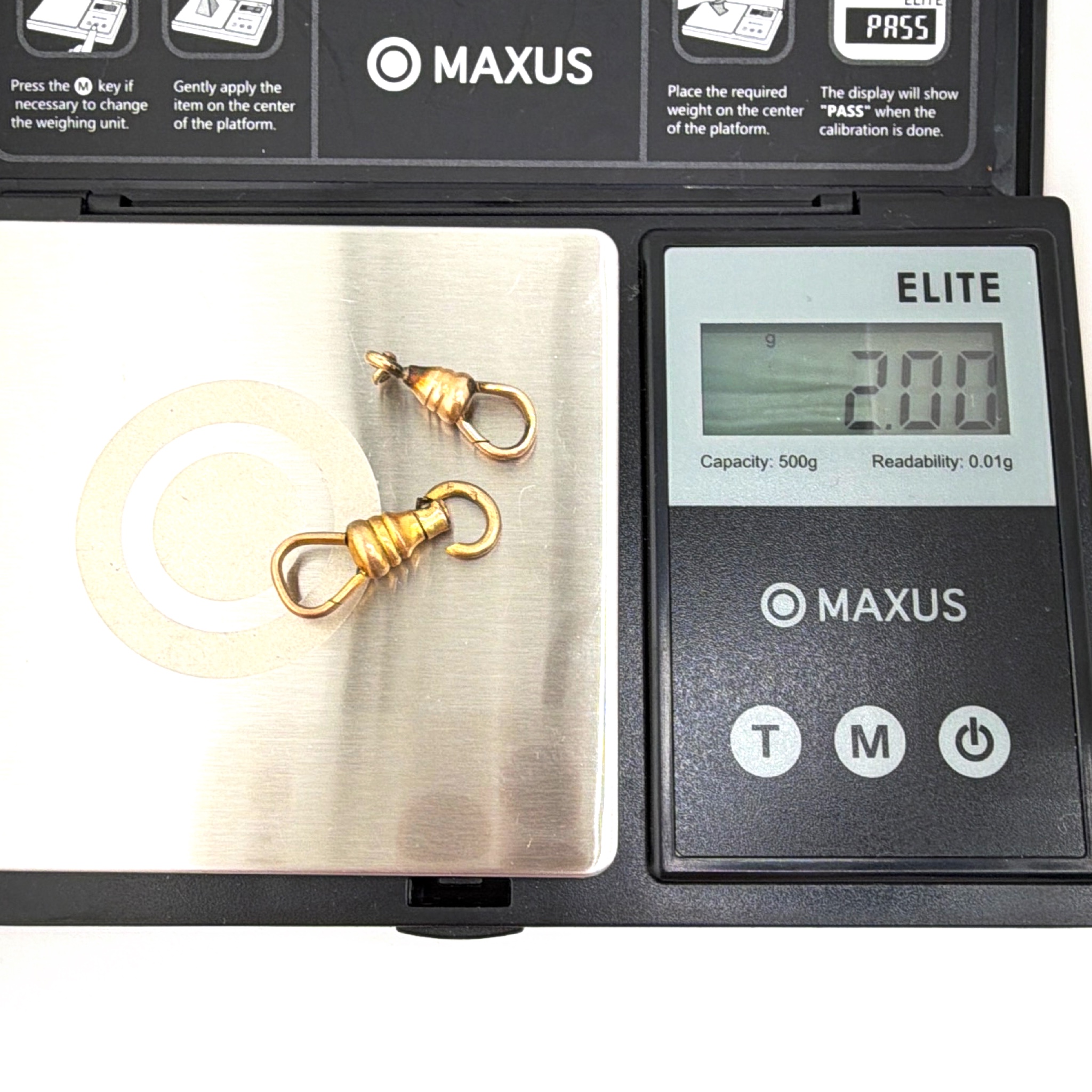 Antique Gold Filled Swivel Clasp Lot, Watch Chain Fob Fittings 2.00g 0.75 in — For scale