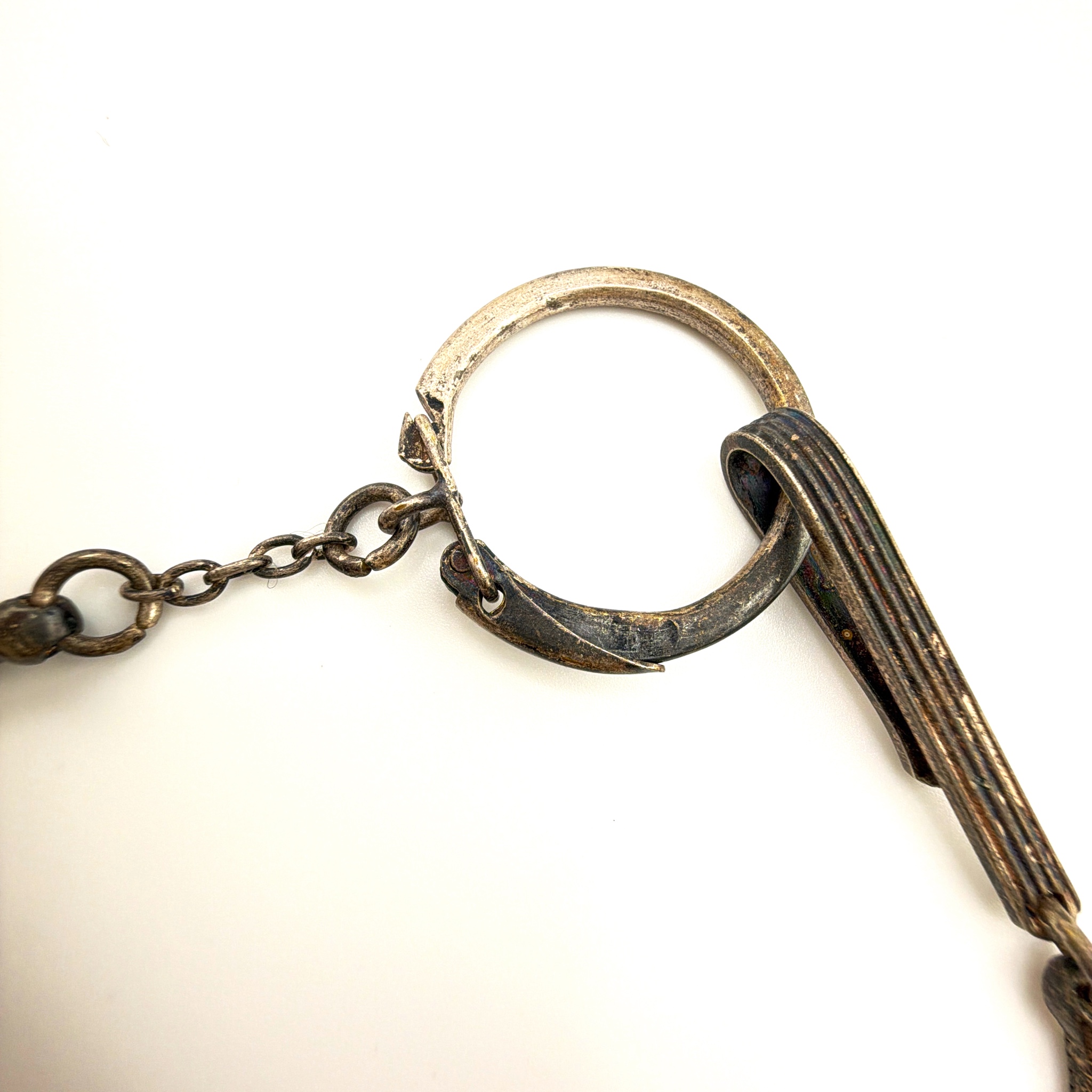 Vintage Silver Tone Snake Chain Watch Fob Chain 25.57g 7.9in — Detail