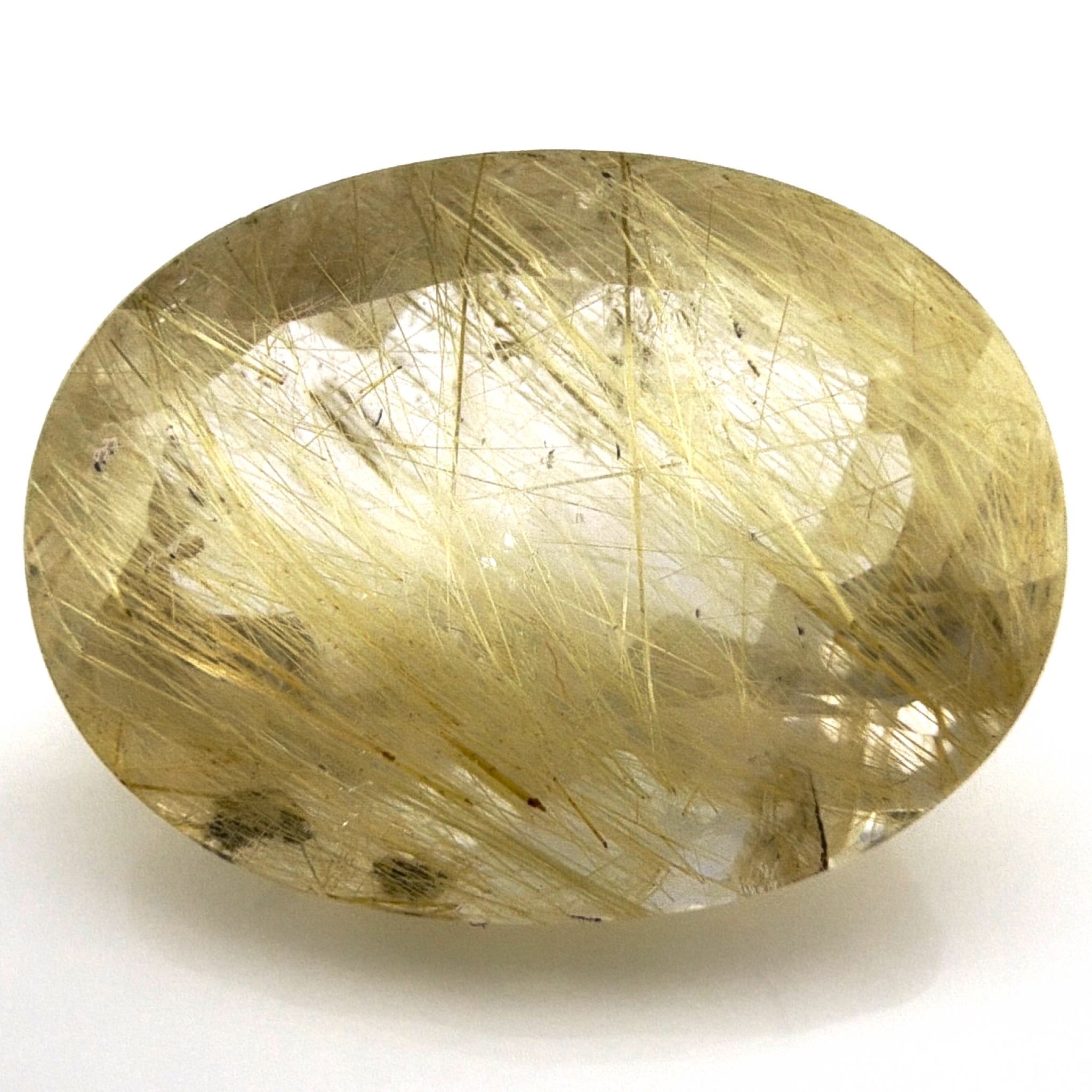 8.65ct Natural Golden Rutilated Quartz Oval Faceted Loose Gemstone — Front