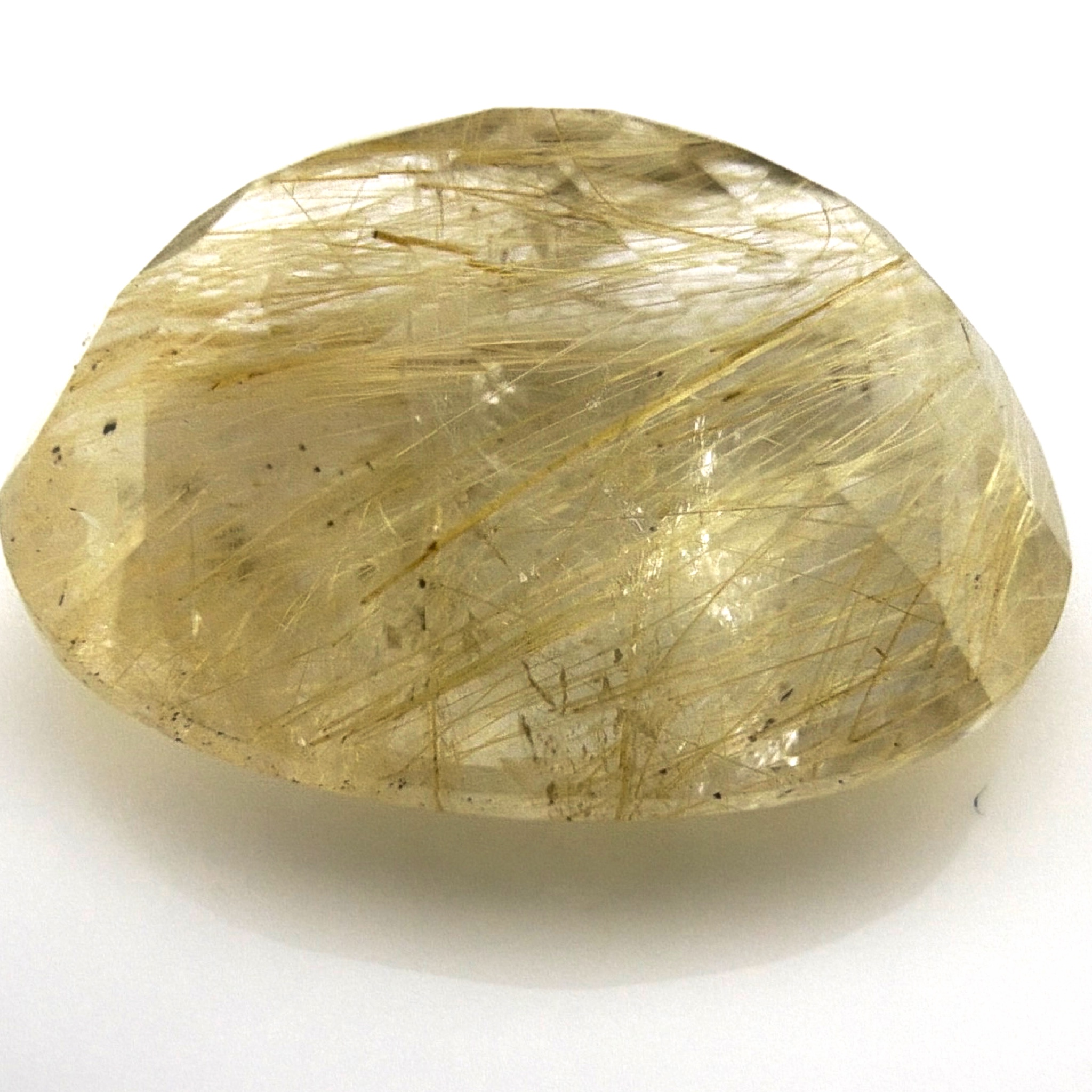 8.65ct Natural Golden Rutilated Quartz Oval Faceted Loose Gemstone — Side