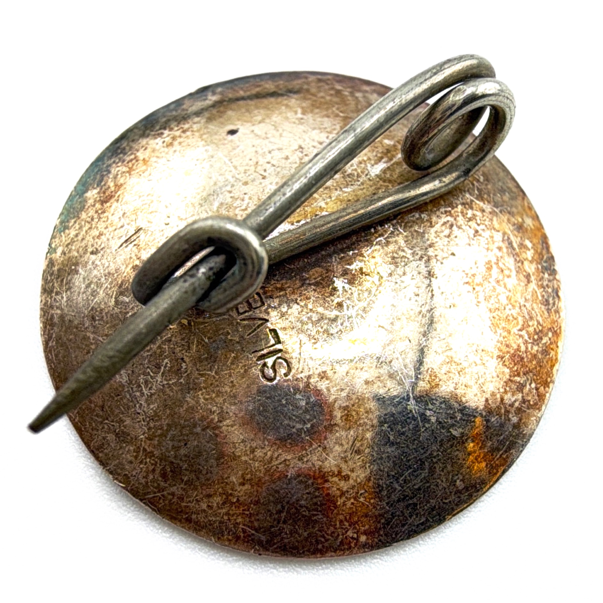 Mid-Century 40s–70s Sterling Silver Tribal Mask Modernist Pin Brooch 4.10g — Front