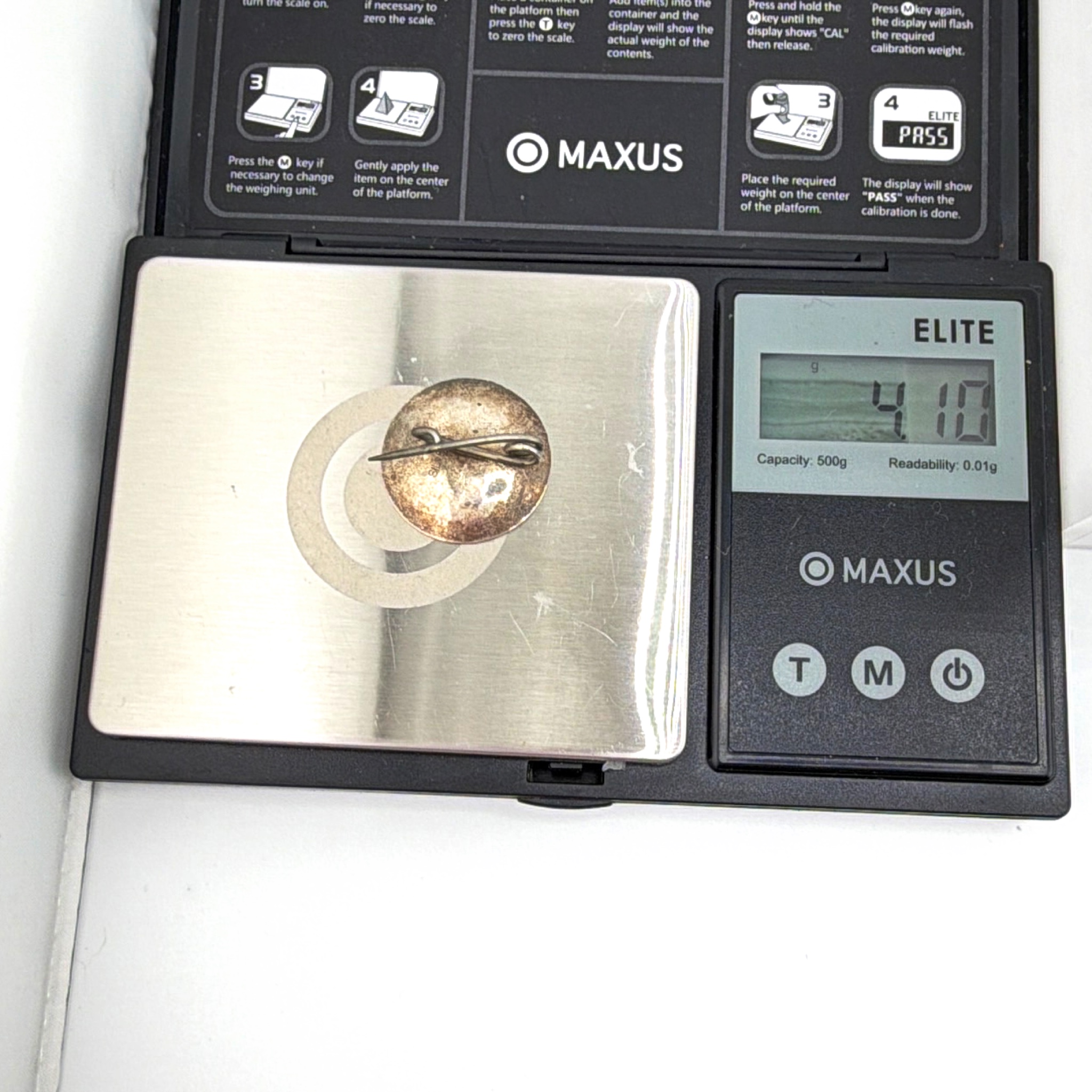 Mid-Century 40s–70s Sterling Silver Tribal Mask Modernist Pin Brooch 4.10g — For scale