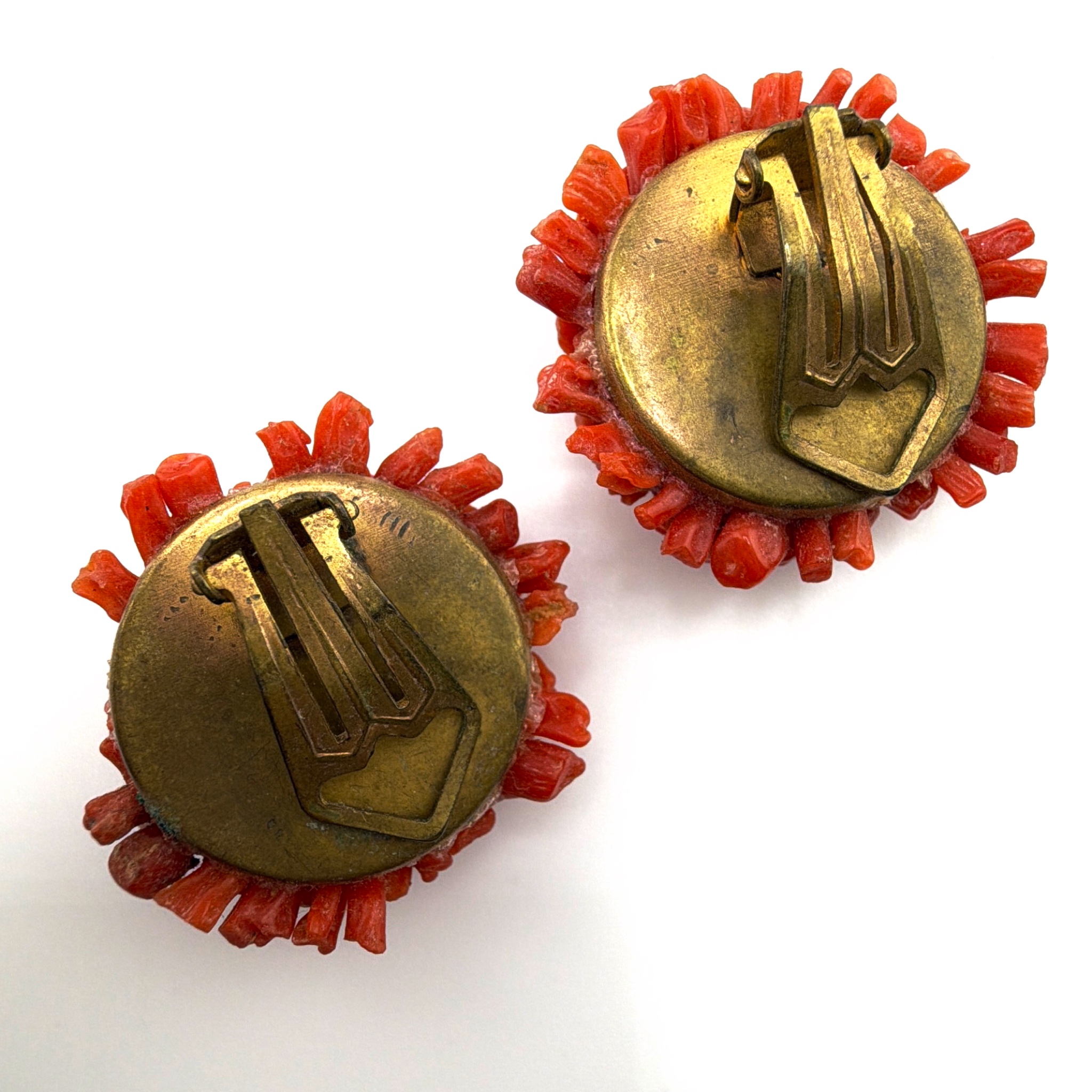Red Branch Coral Cluster Earrings 17.05g — Detail