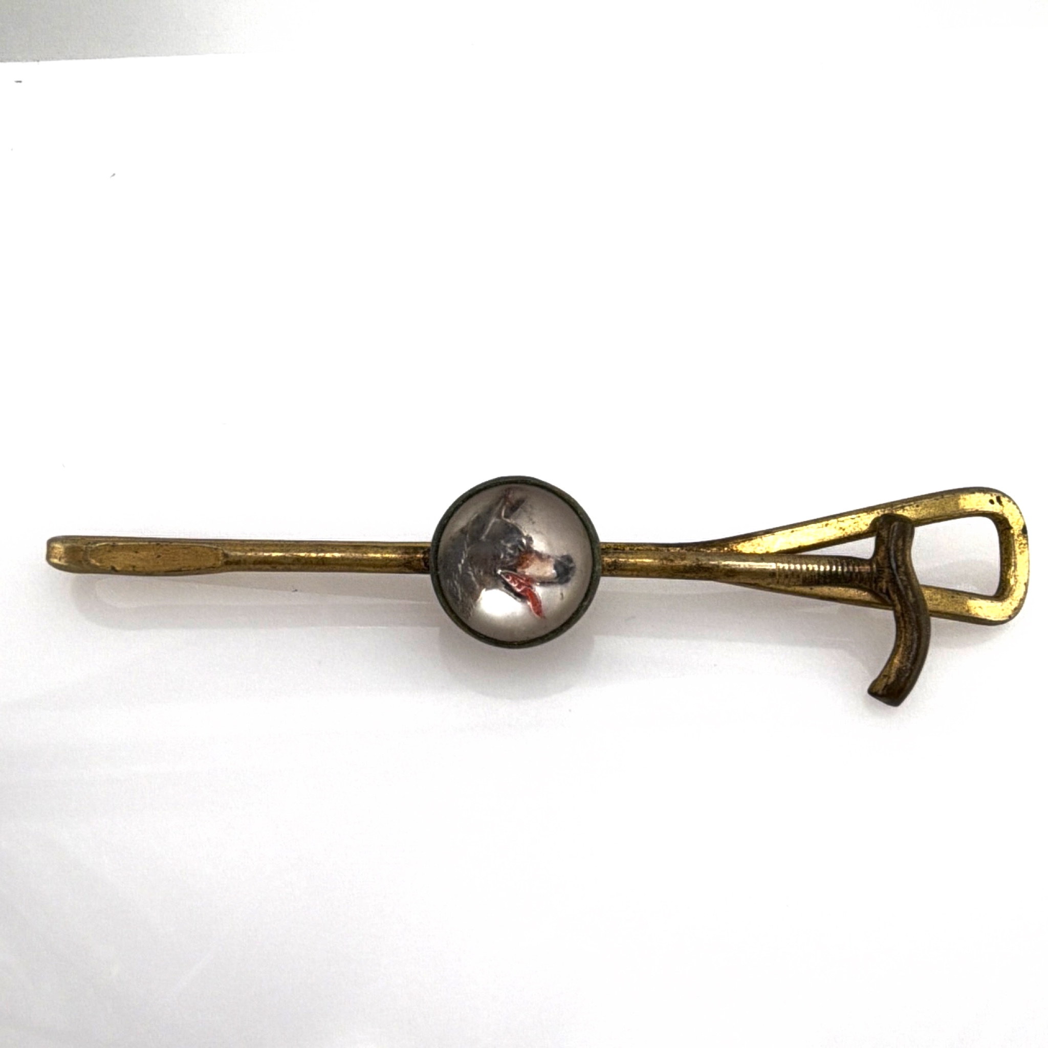 Art Nouveau 1890s–1910s Gold Tone Essex-Style Crystal Big Baad Wolf Dog Bar Brooch 3.72g 2.75 in — Side