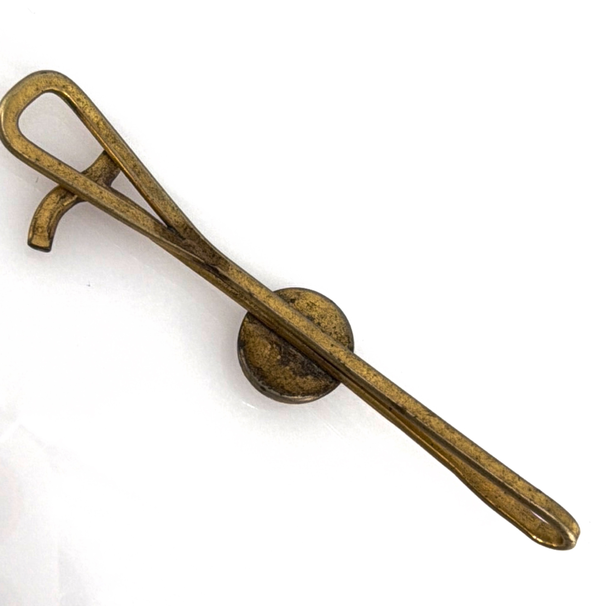 Art Nouveau 1890s–1910s Gold Tone Essex-Style Crystal Big Baad Wolf Dog Bar Brooch 3.72g 2.75 in — Back