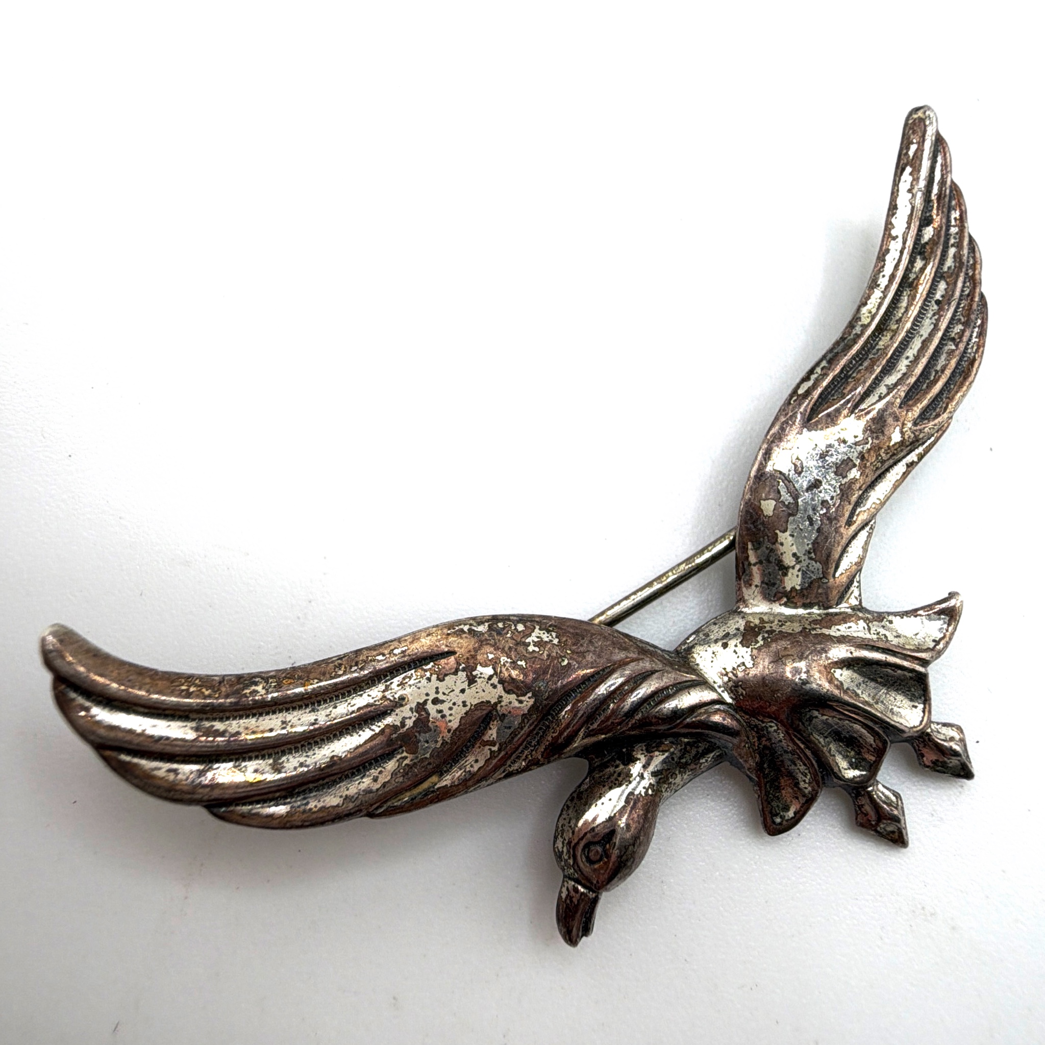 Retro 30s–50s Sterling Beau Flying Bird Brooch, Figural Pin 3.54g