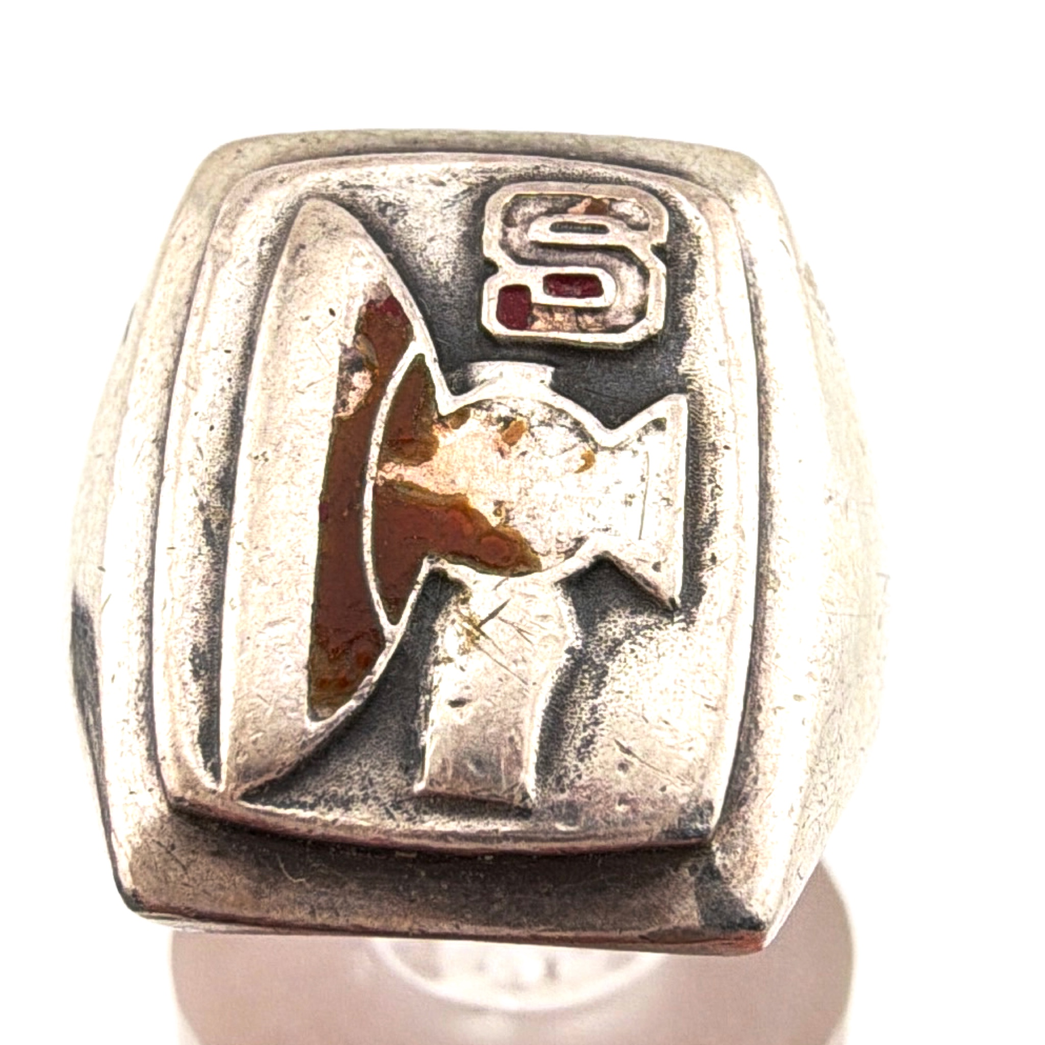 Vintage Sterling Insignia Signet Ring 11.16g Size 5.5 — Front