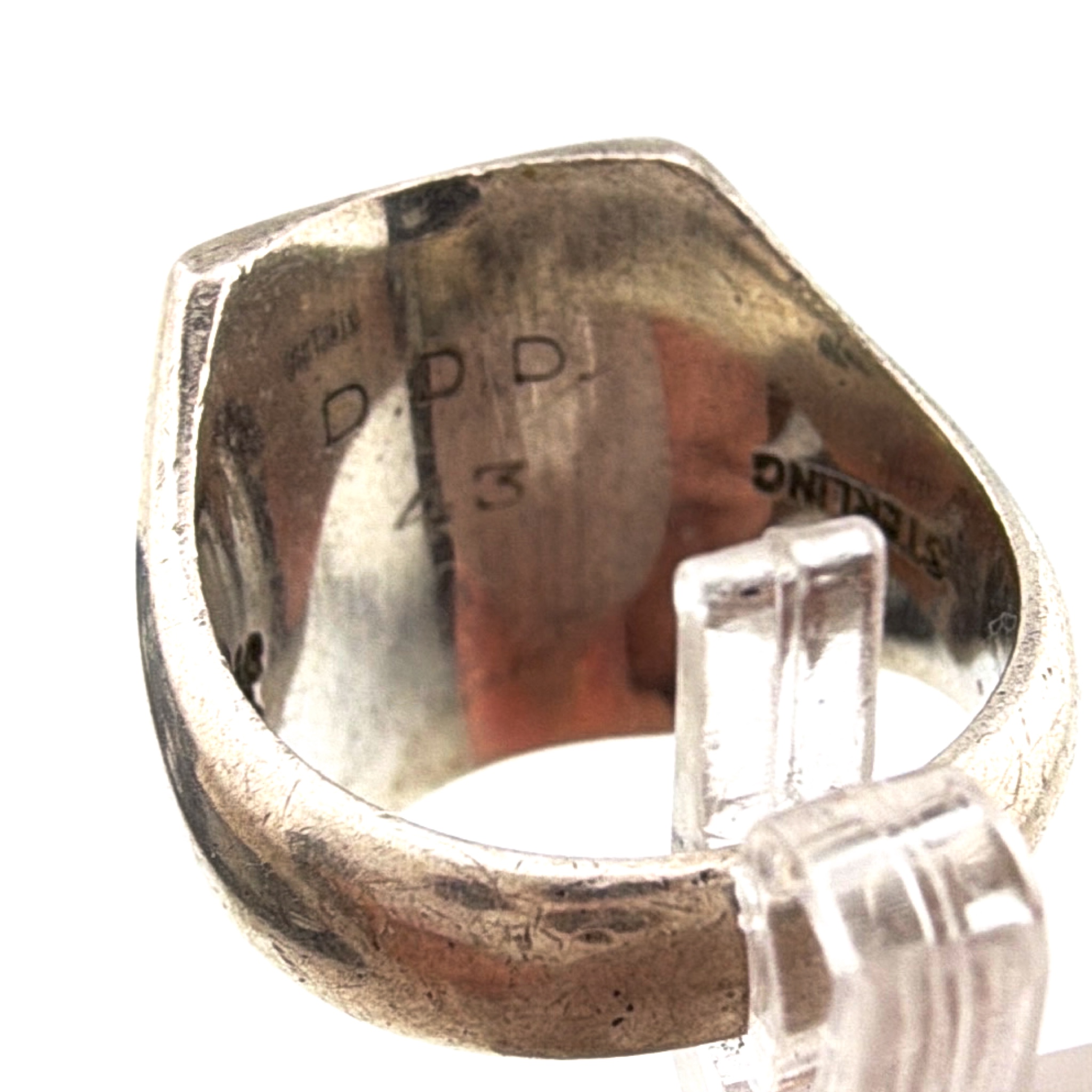 Vintage Sterling Insignia Signet Ring 11.16g Size 5.5 — Back