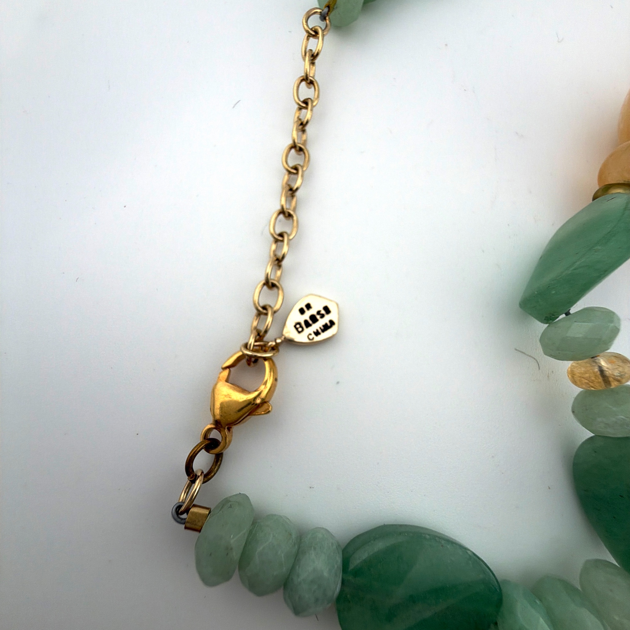 Barse Bronze Amazonite Aventurine Quartz 20in Openwork Diamond Pendant Beaded Necklace 118.12g — Detail