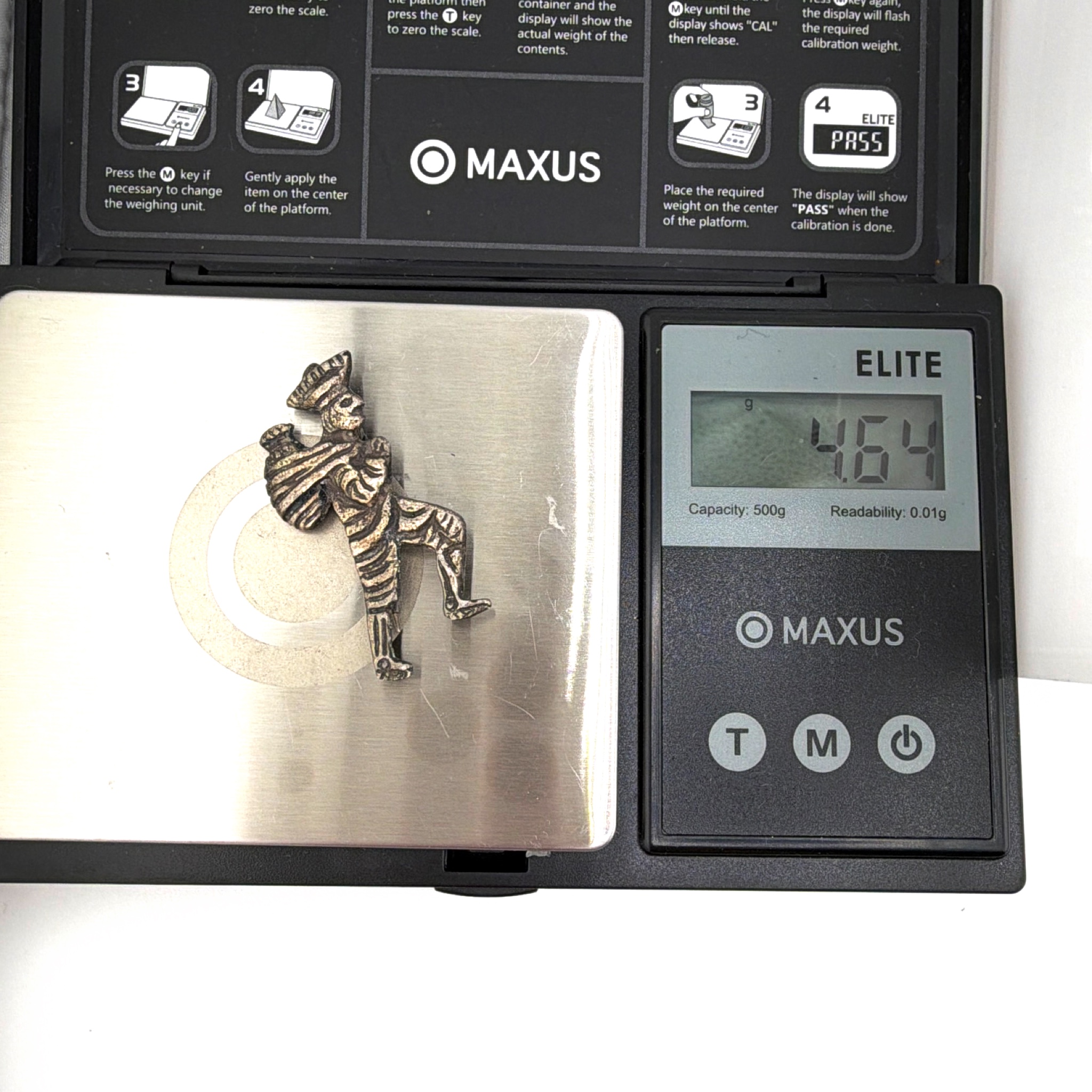 Mid-Century 50s–70s Sterling Peru 925 Figural Hiker Farmer Brooch 4.64g — For scale