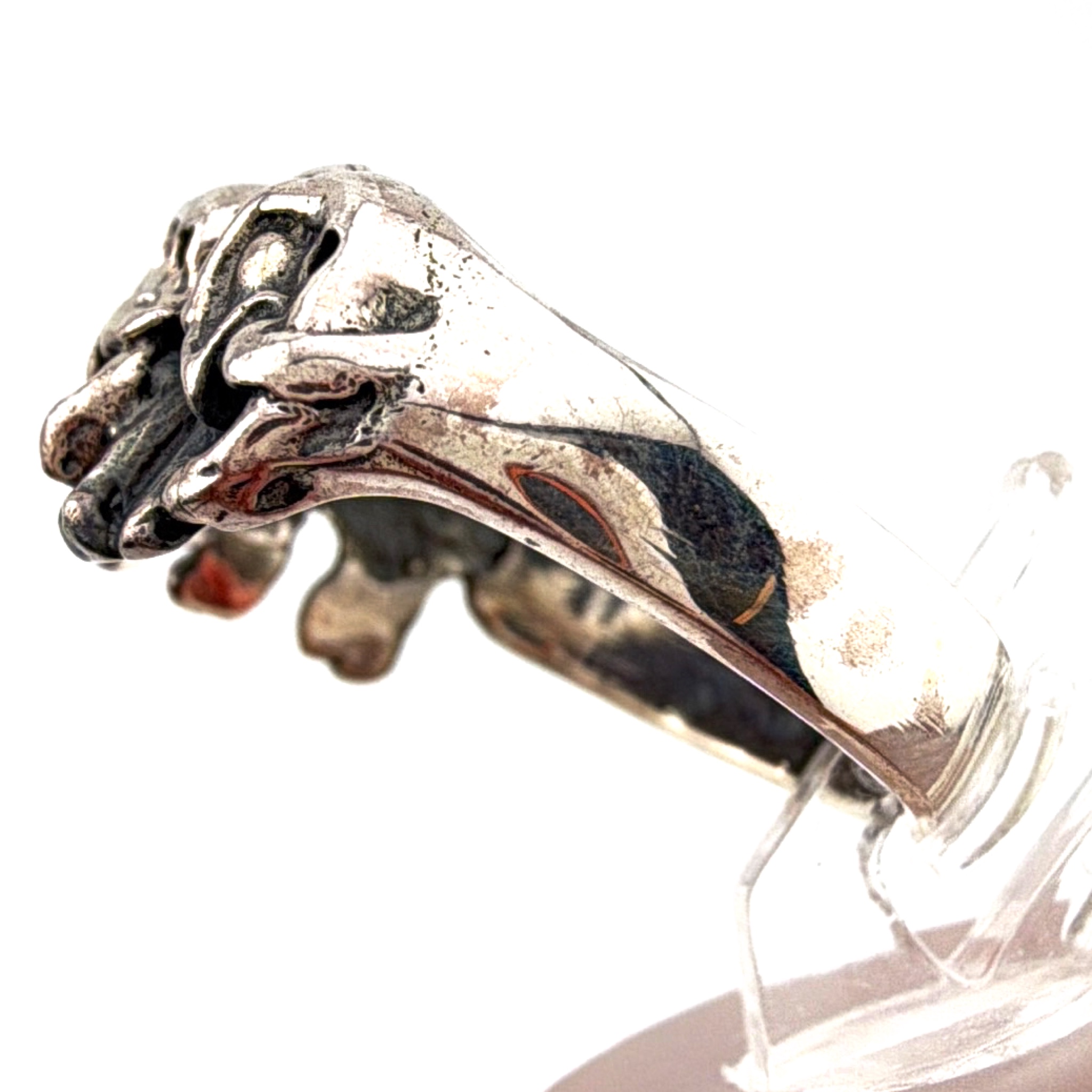 Sterling Elephant Herd Band Ring 4.87g Size 9 — Side