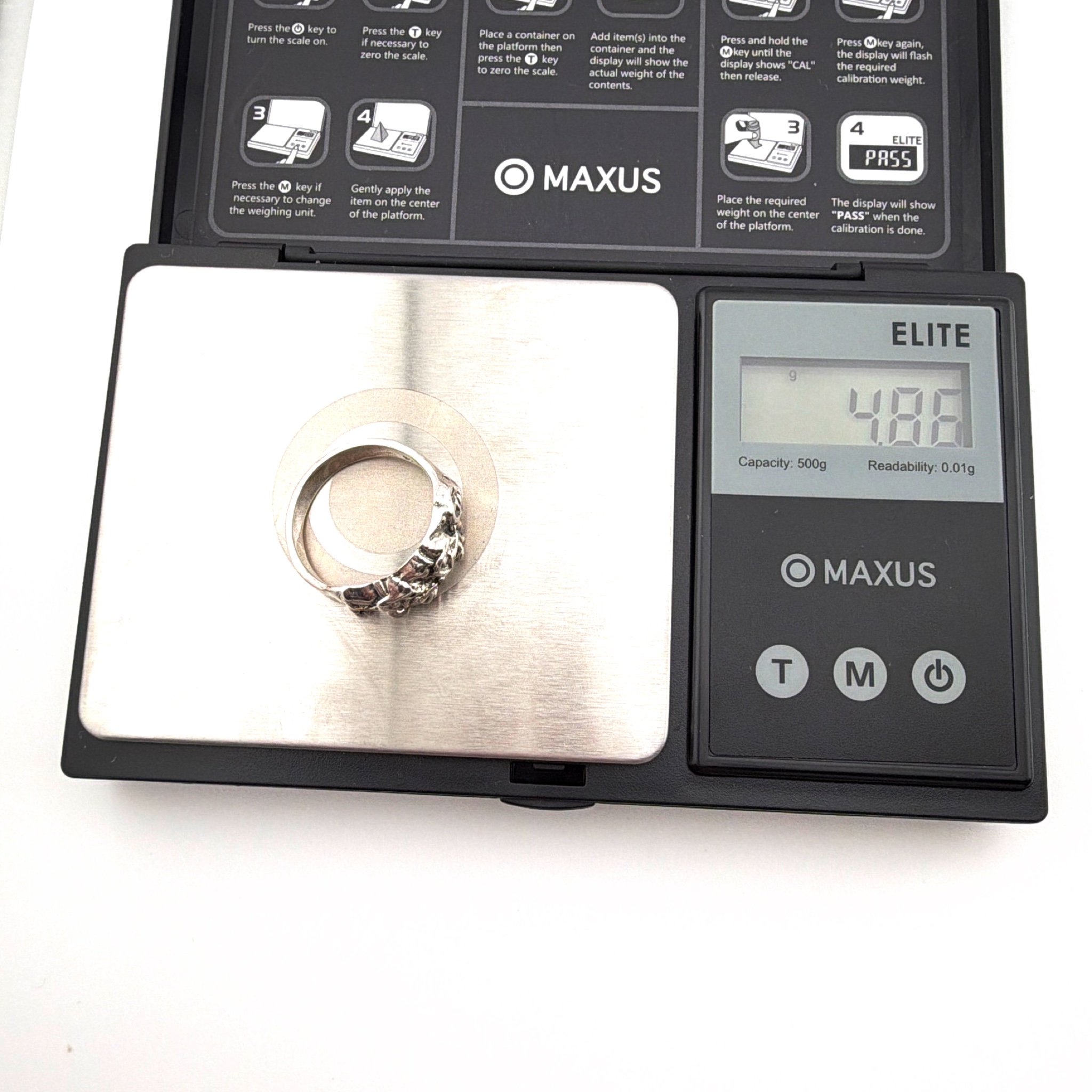 Sterling Elephant Herd Band Ring 4.87g Size 9 — For scale