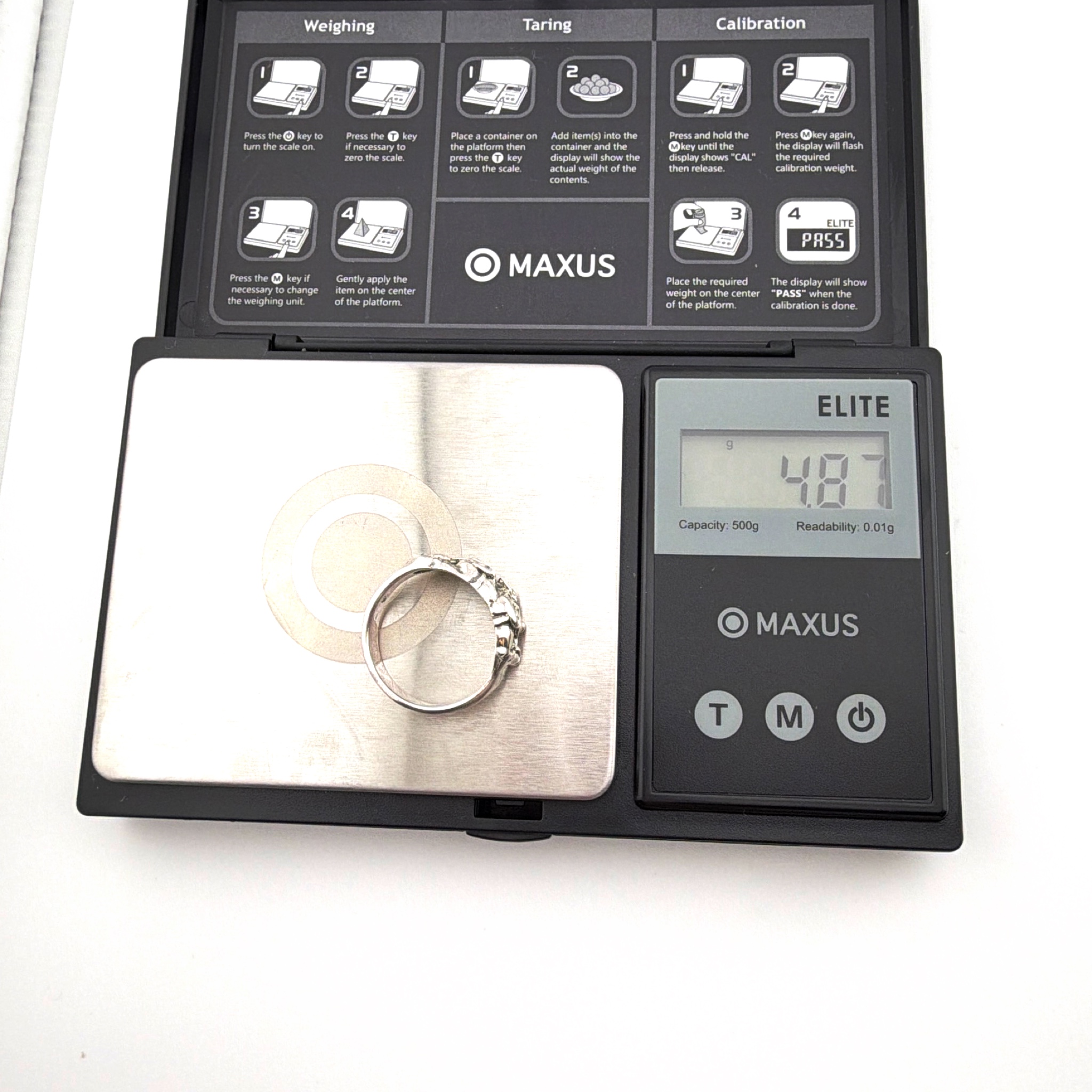 Sterling Elephant Herd Band Ring 4.87g Size 9 — For scale