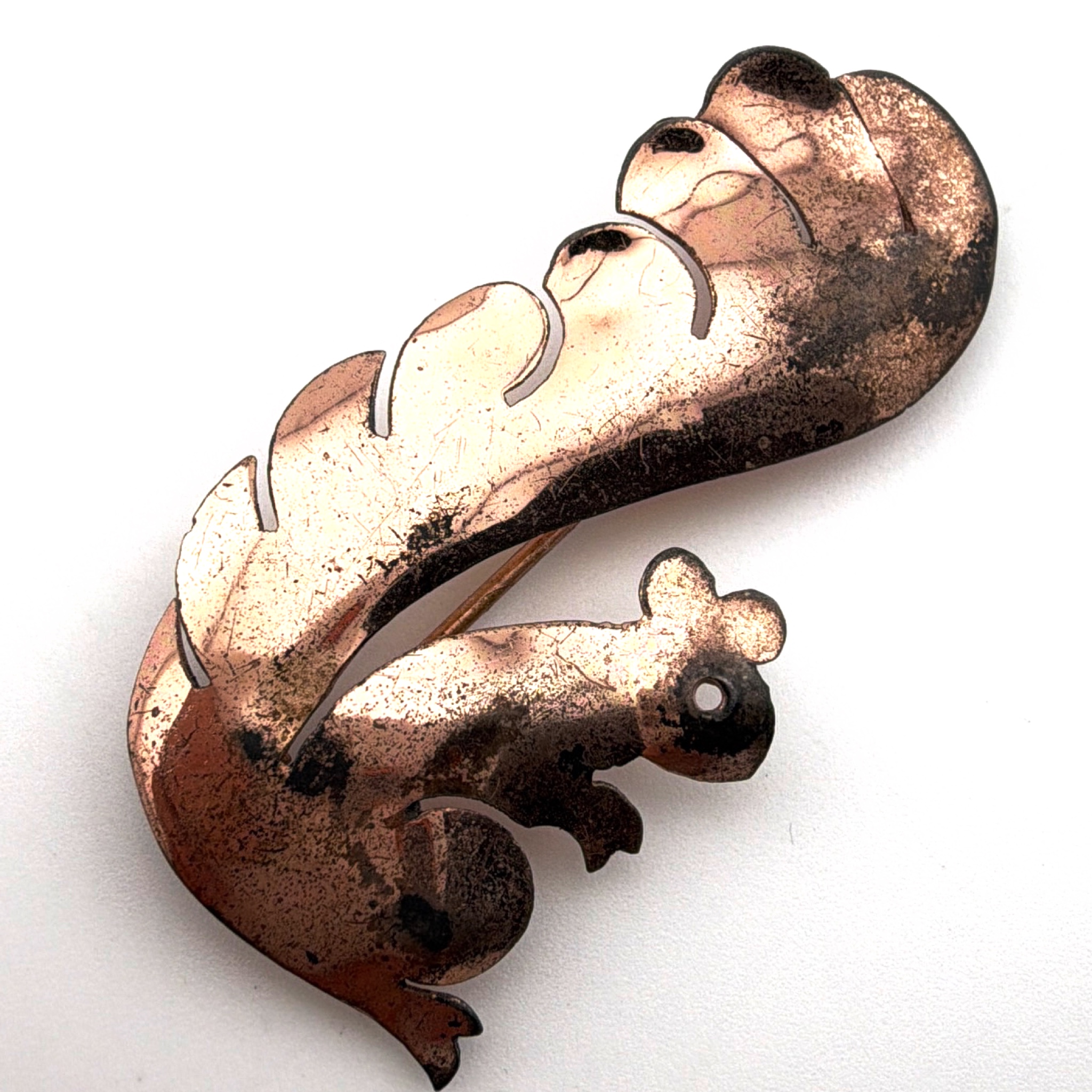 Retro 40s–50s 2 in Sterling Squirrel Figural Pin Brooch 4.09g — Side