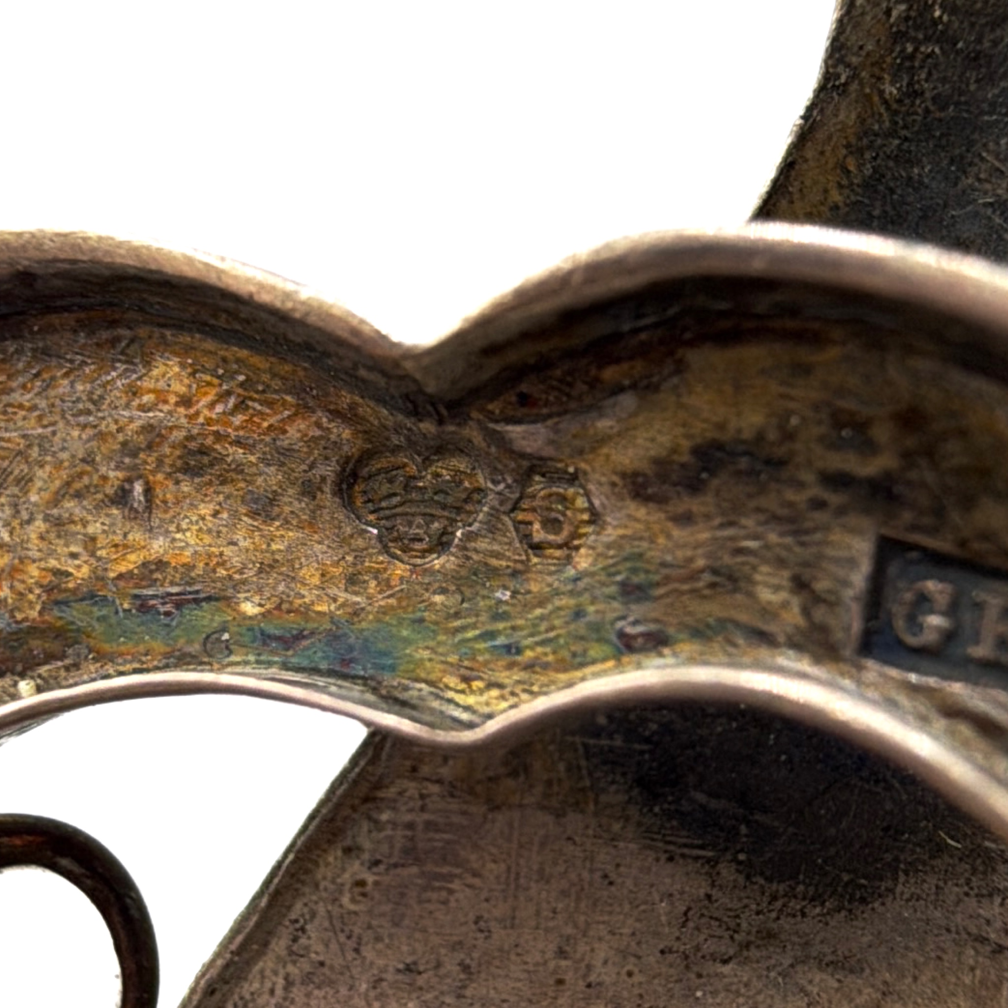 Victorian 1880s–1900s Sterling Silver GK Floral Scroll Brooch 9.88g — Detail