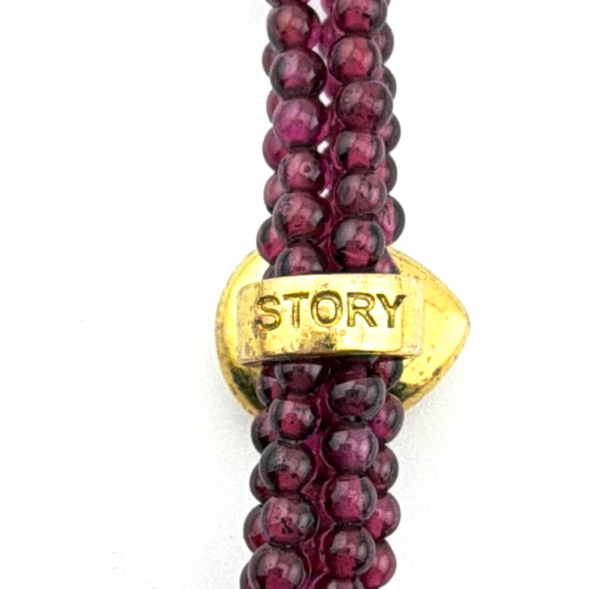 STORY by Kranz & Ziegler Sterling 22 in Multi-Strand Garnet Bead Charm Necklace Bracelet 63.45g — Front